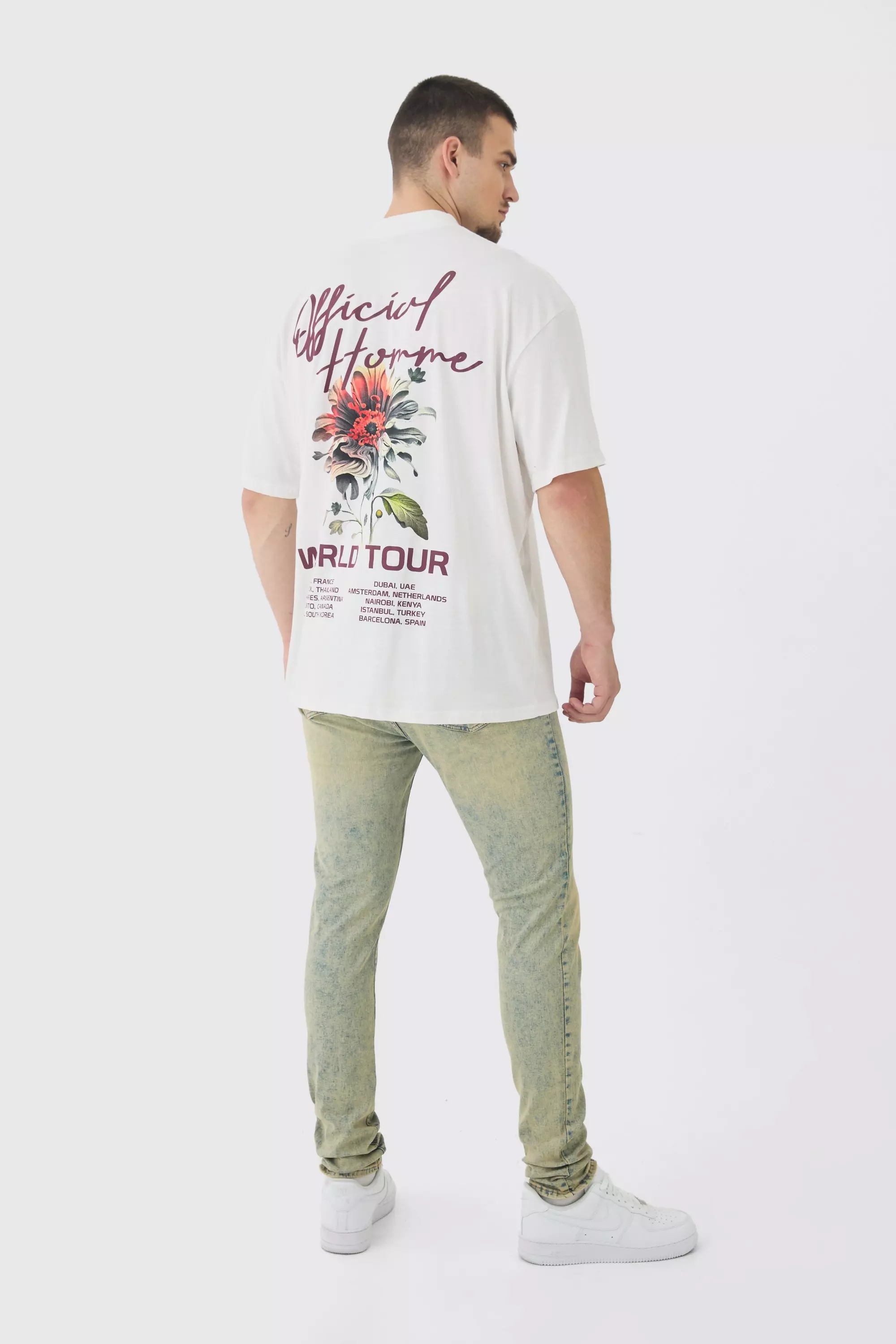 Tall Skinny Stretch Tinted Jeans Bleach Wash alternative image