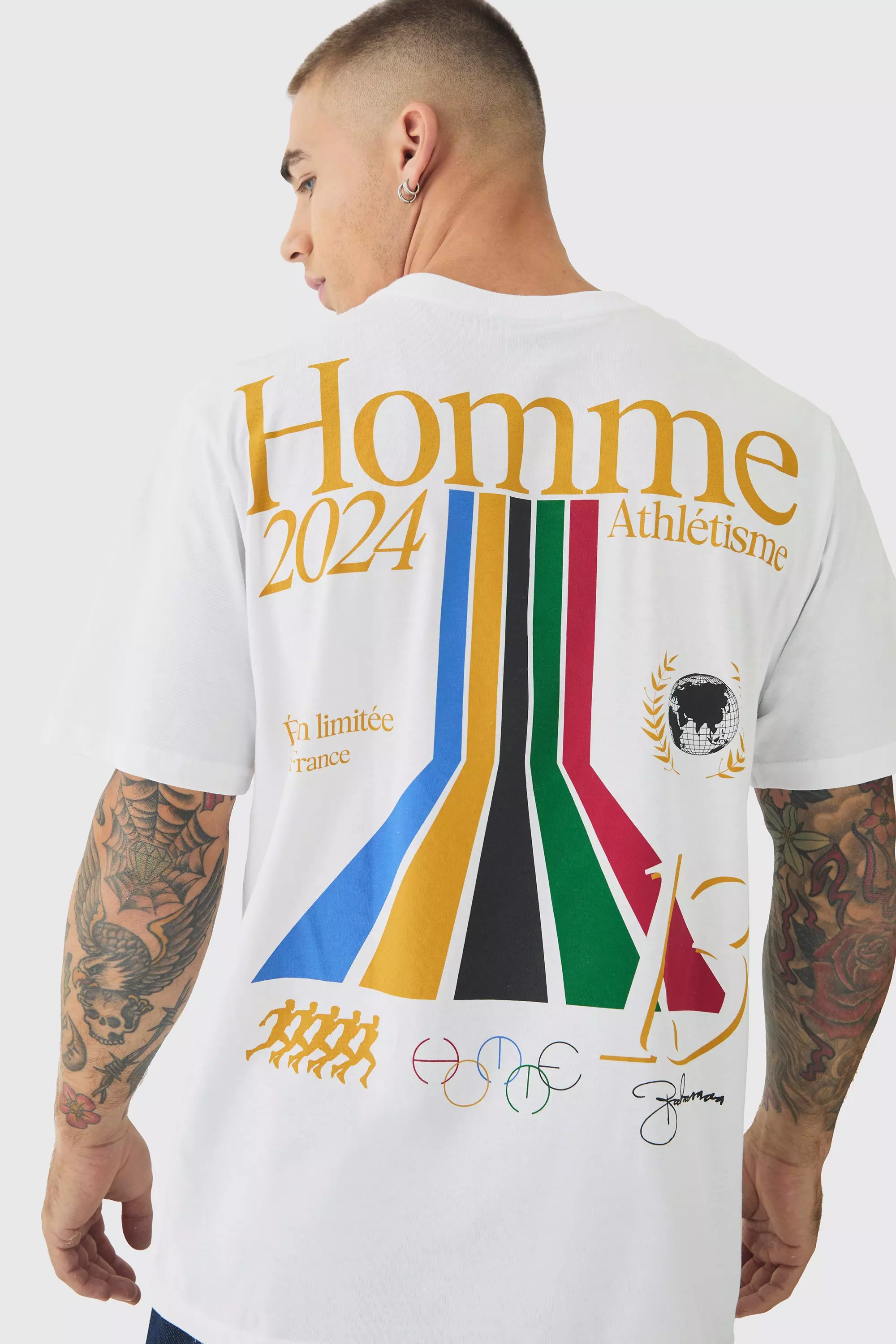 White Homme Athletic Graphic T-shirt