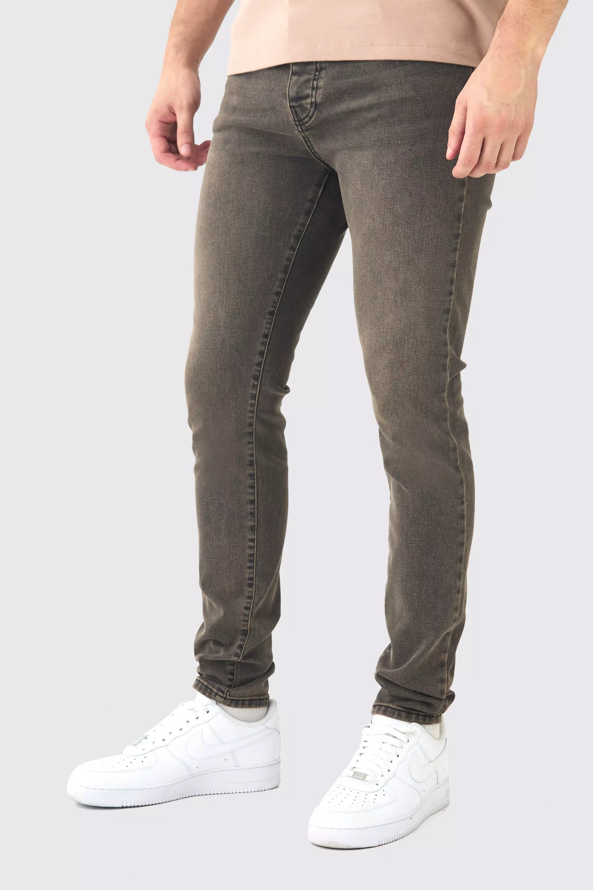 Brown Tall Skinny Stretch Tinted Jeans in Brown