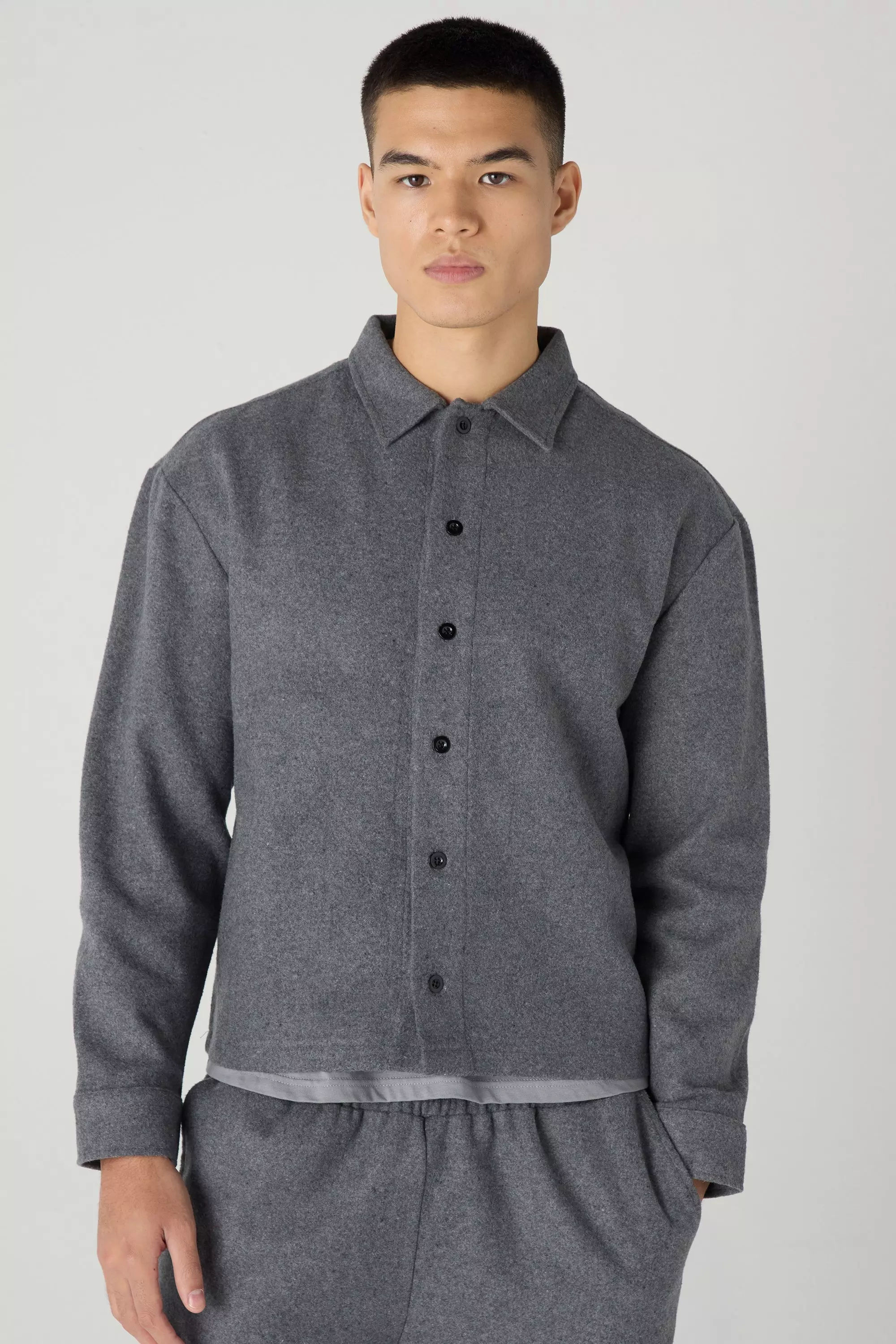 Regular Wool Look Overshirt Dark grey