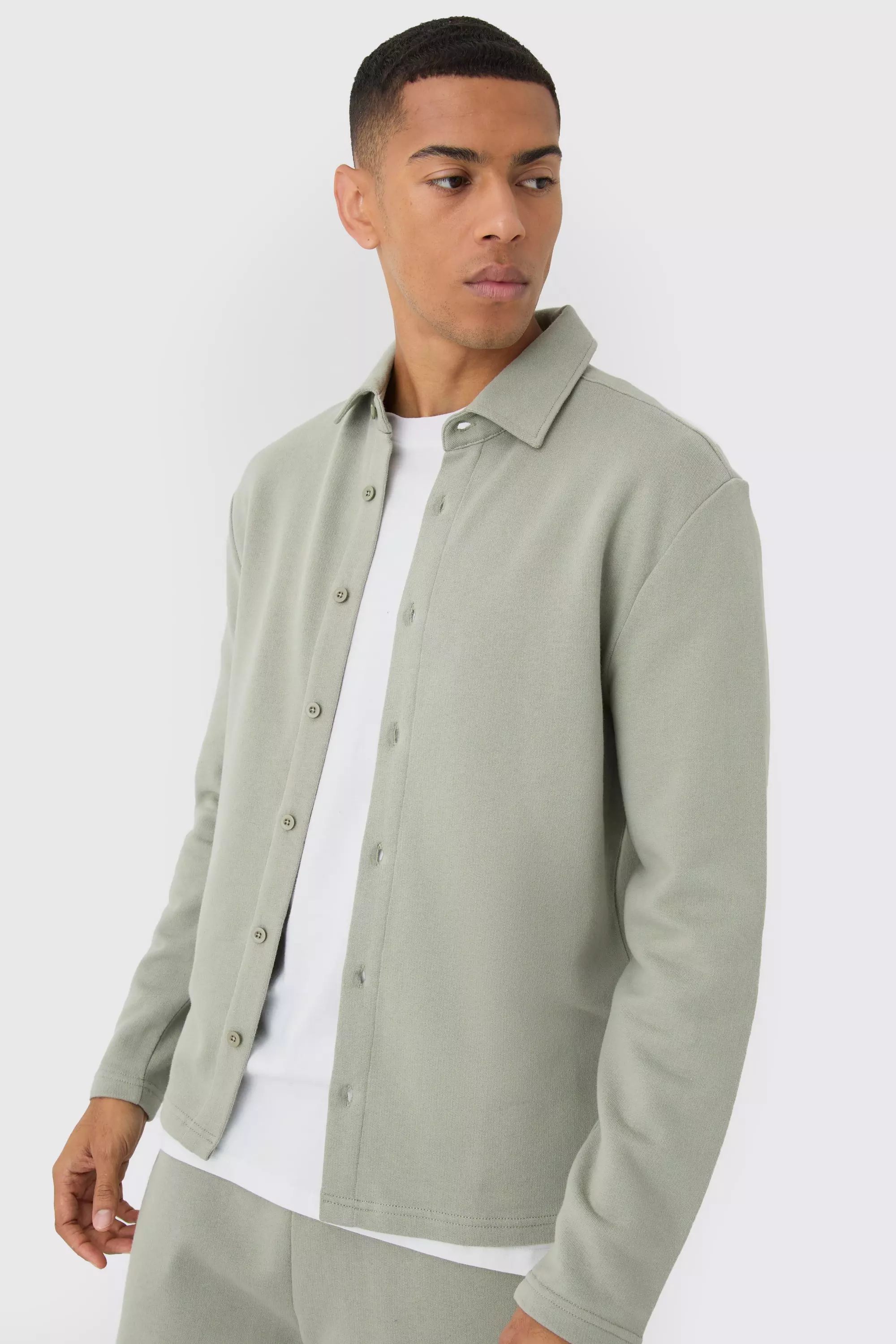 Sage Green Regular Peached Loopback Shirt