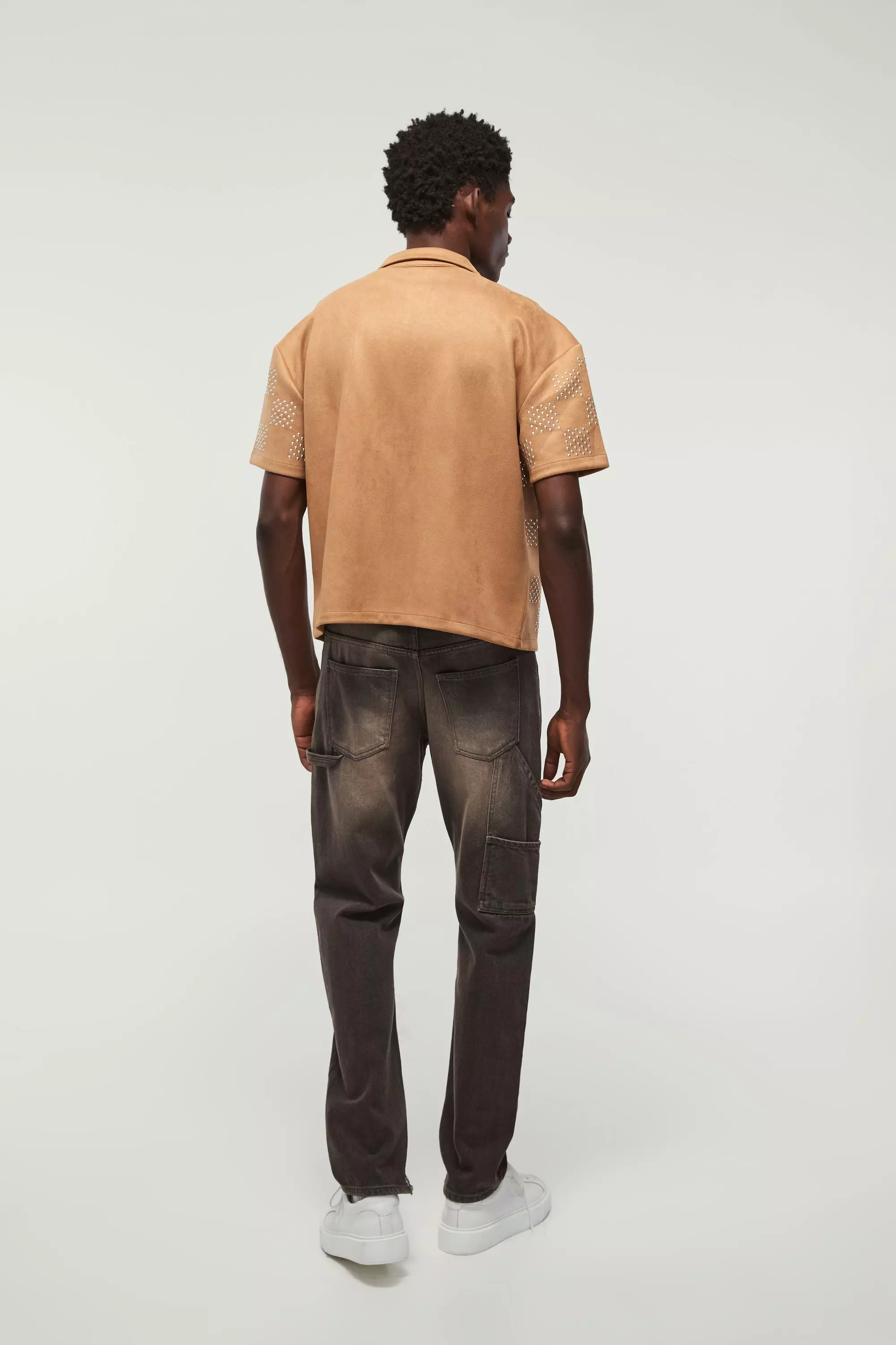 Surchemise oversize cloutée en synthétique, Rust autre image