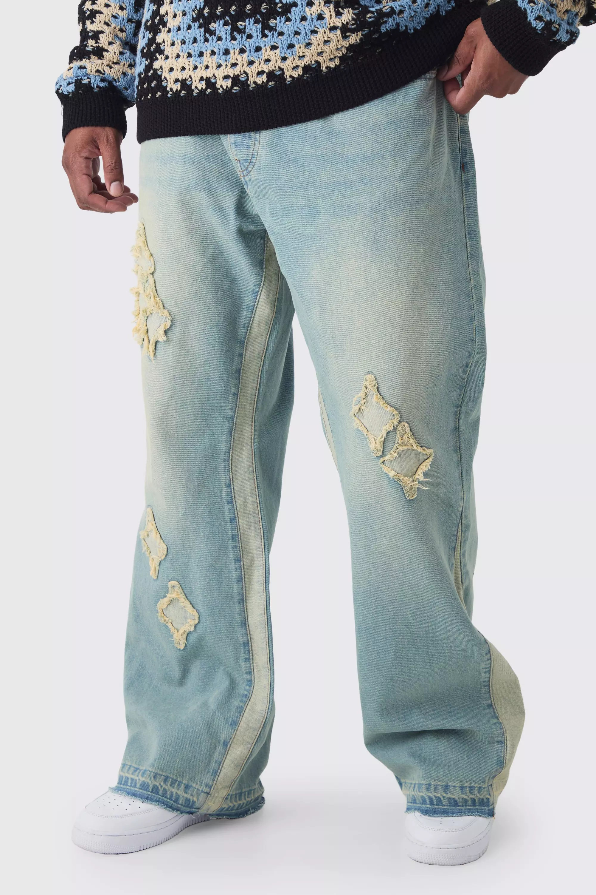 Antique blue Plus Slim Flare Applique Gusset Panel Jeans alternative image