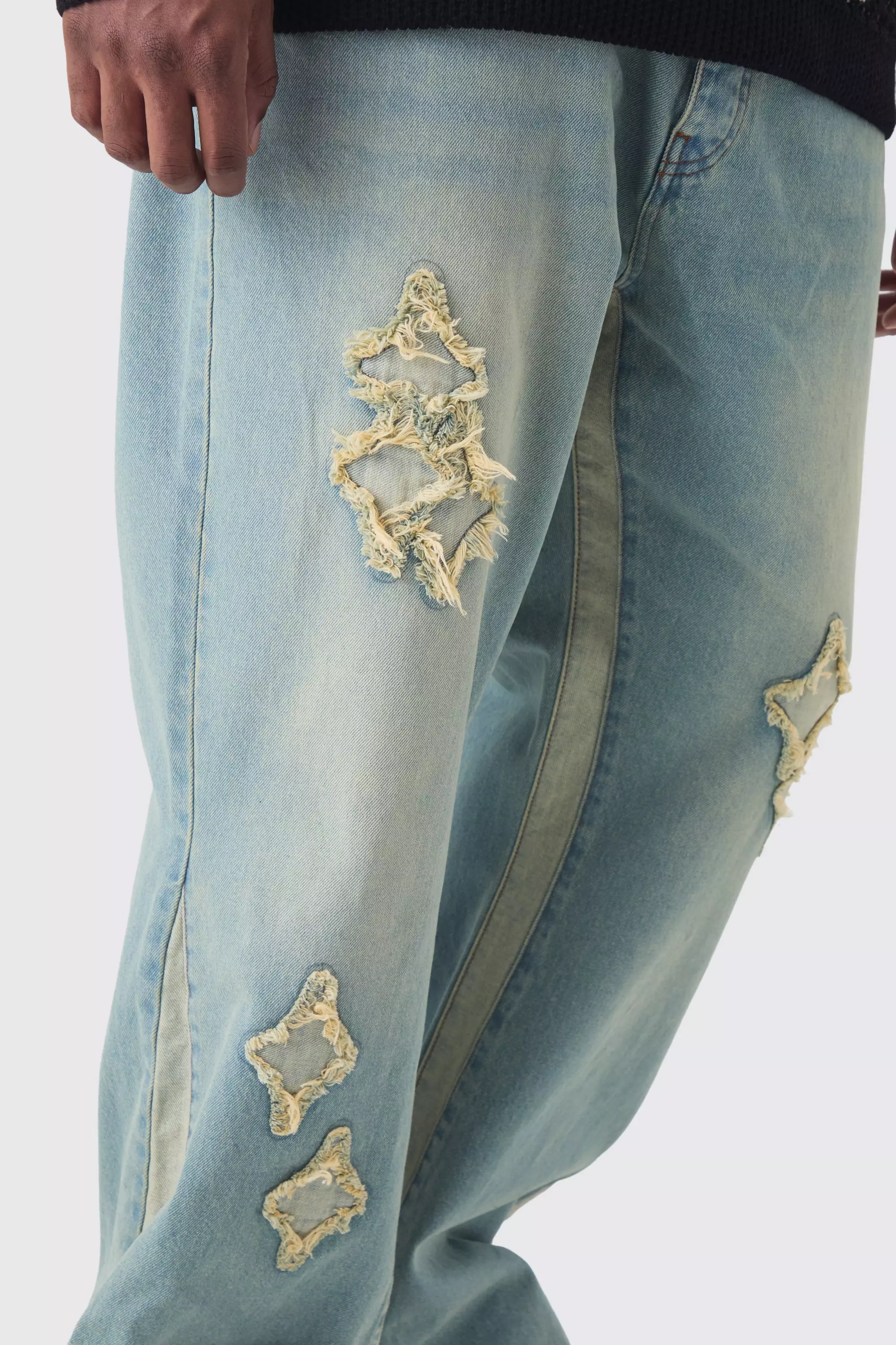 Antique blue Plus Slim Flare Applique Gusset Panel Jeans alternative image