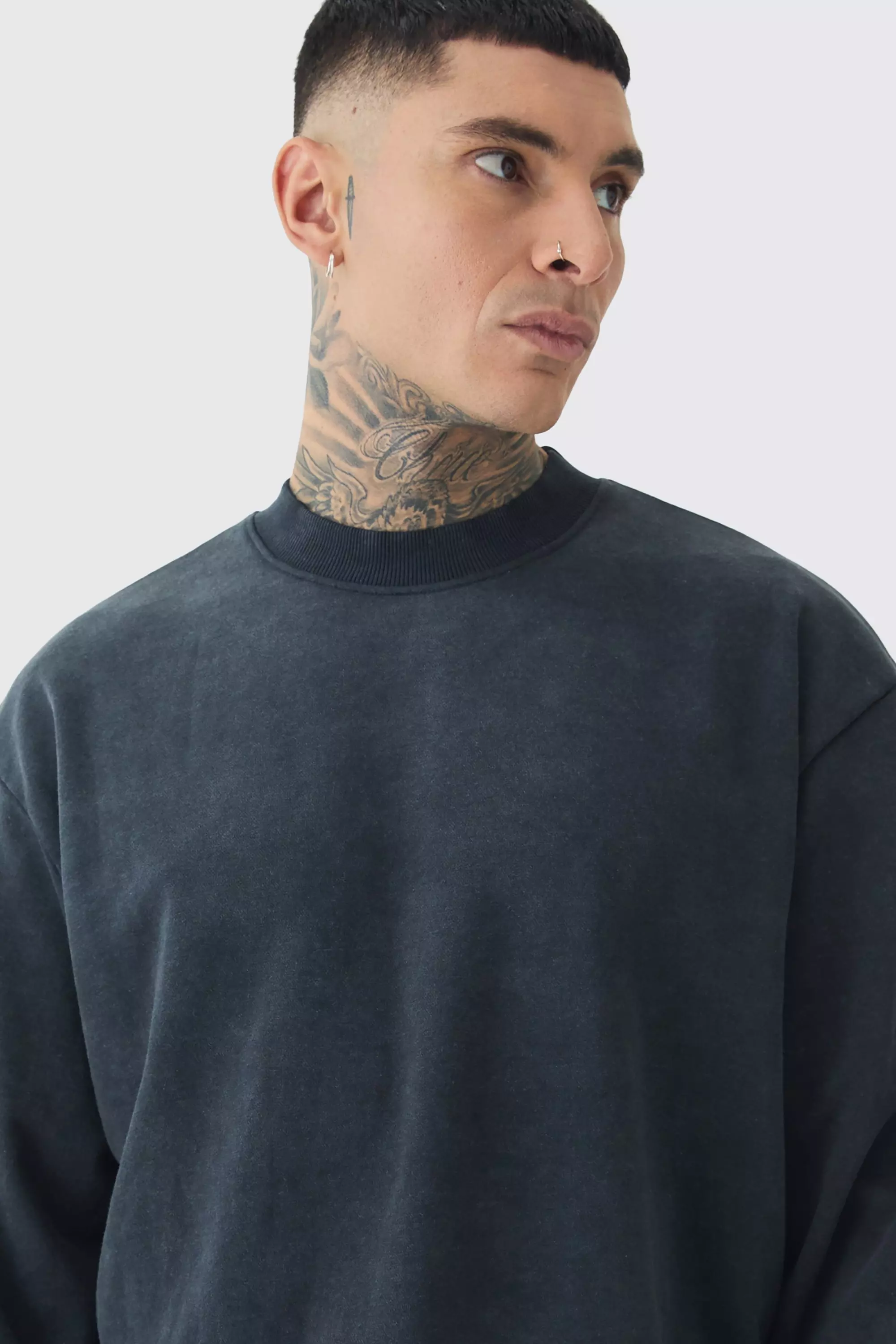 Tall Oversize Sweatshirt mit Acid-Waschung, Black alternatives Bild