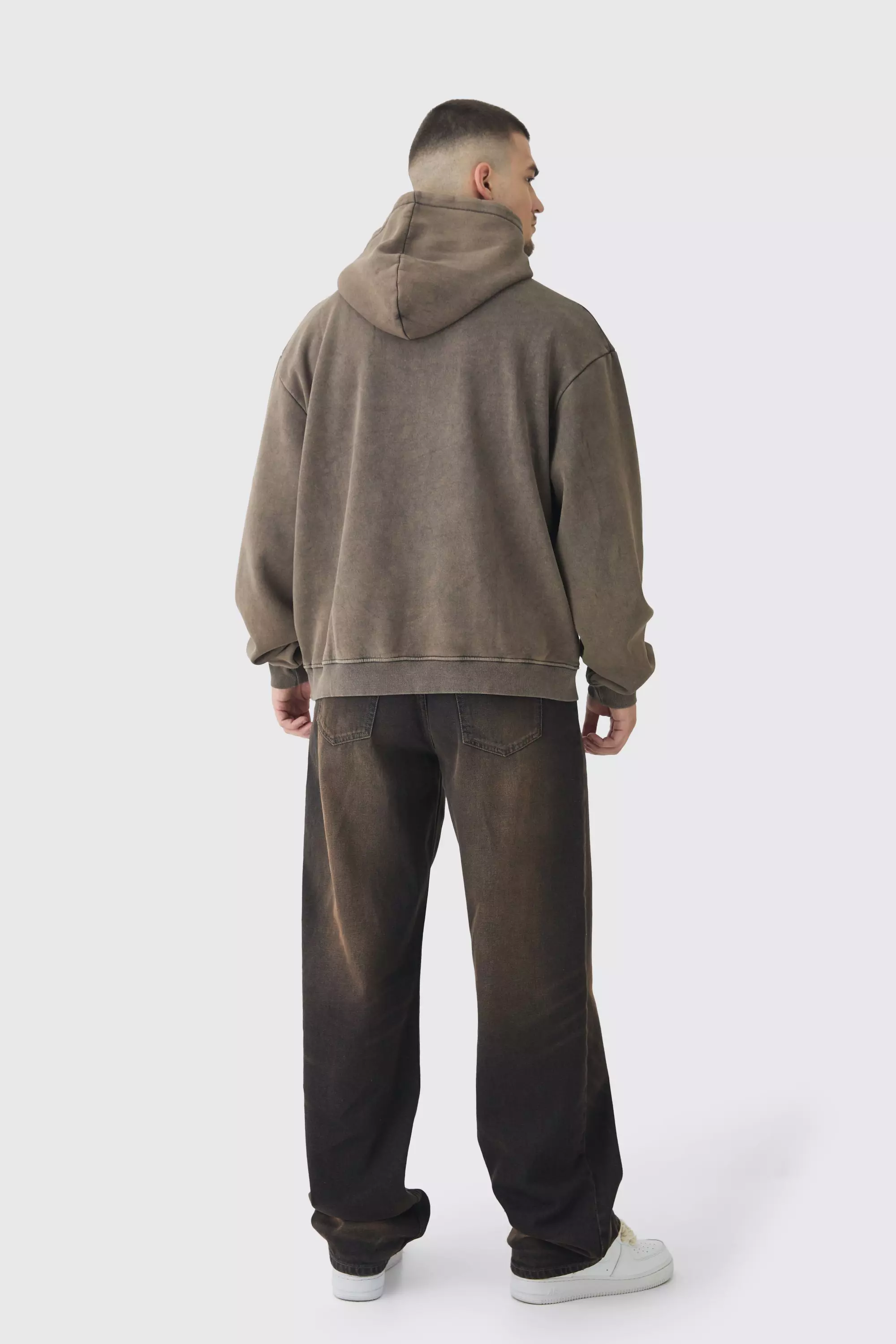 Grey Tall Oversized Boxy Acid Wash Hoodie alternative image