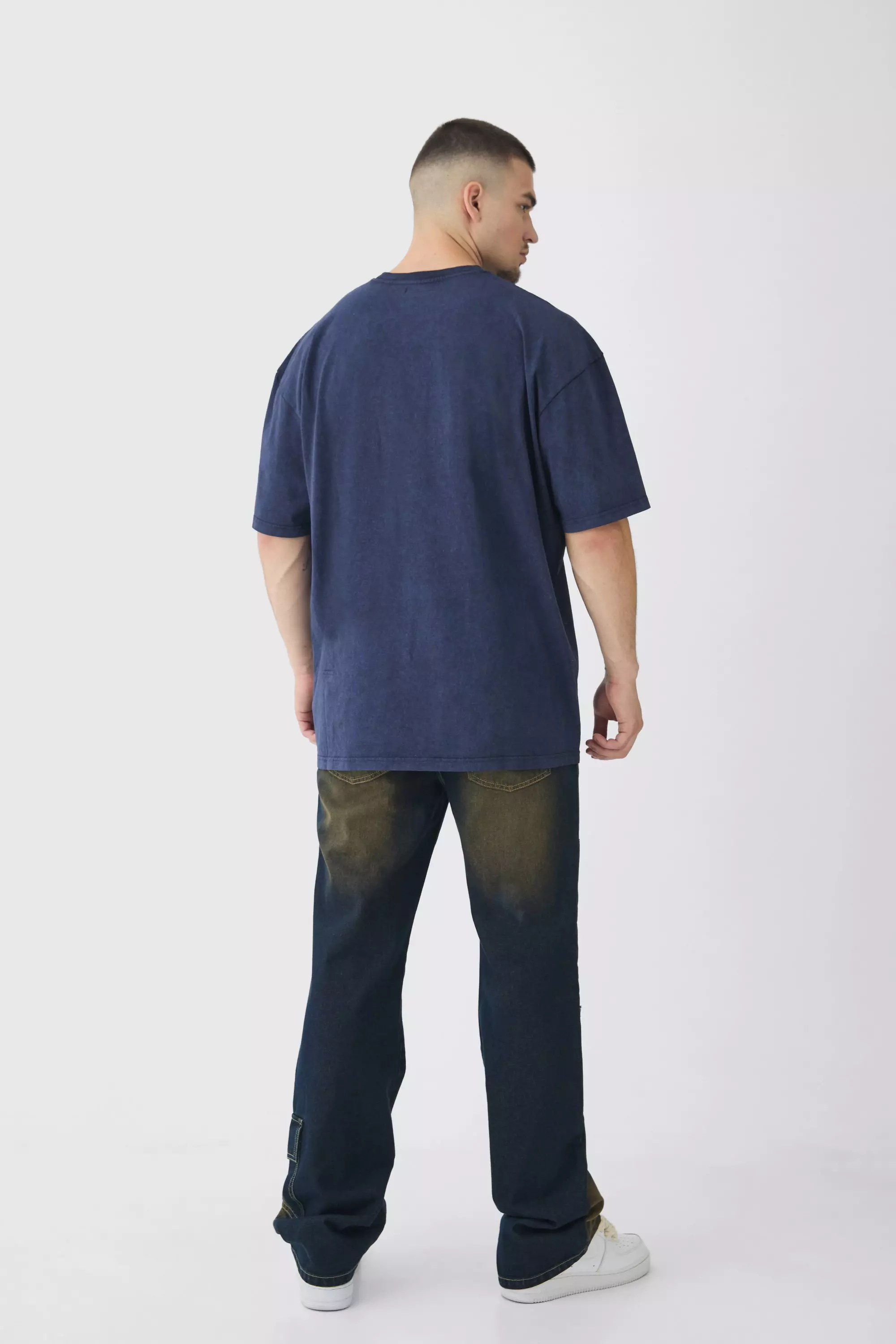 Charcoal Tall Oversized Acid Wash T-Shirt alternative image