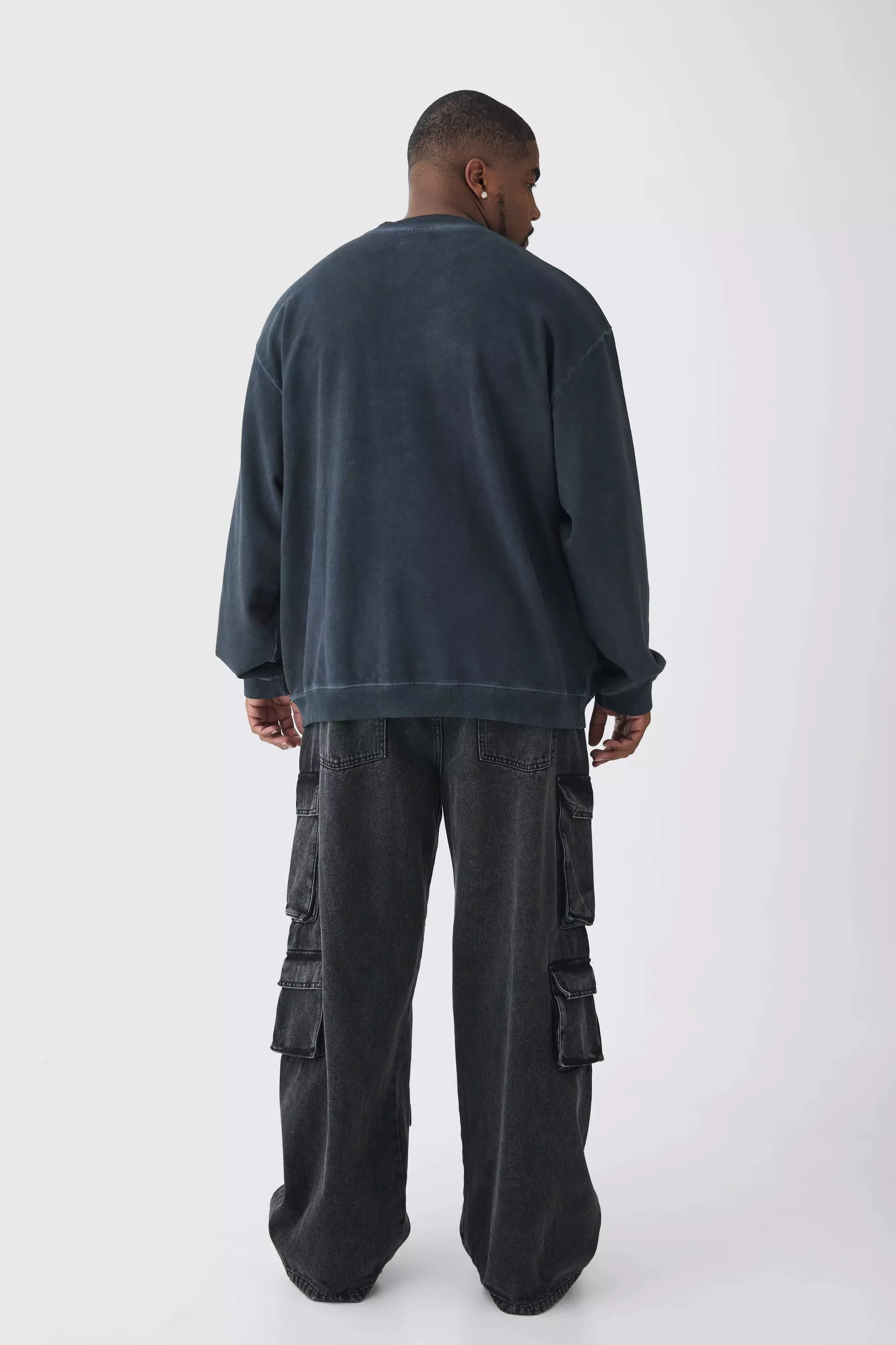 Plus Oversize Sweatshirt mit Acid-Waschung, Black alternatives Bild