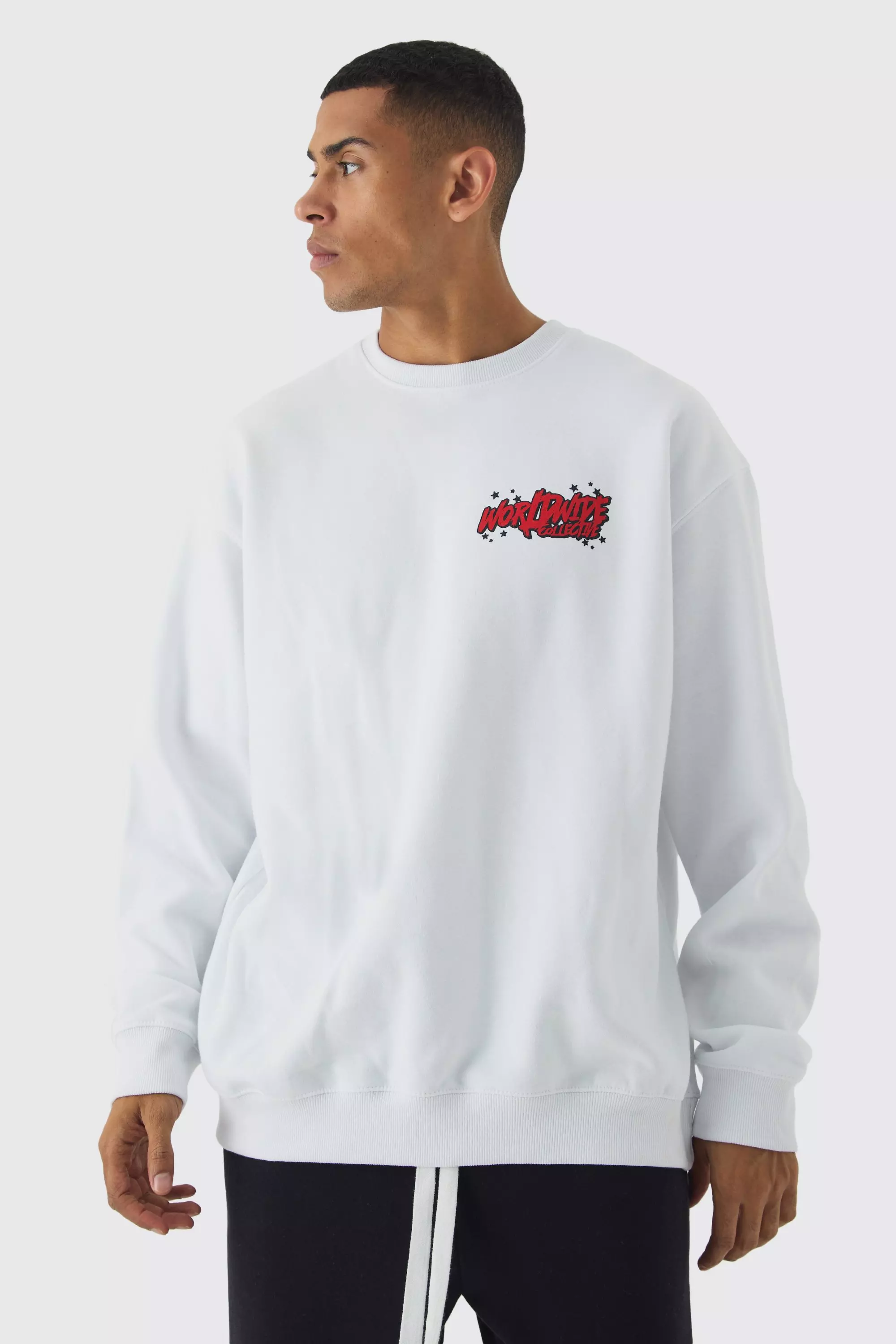 Graphic white sweatshirt sale