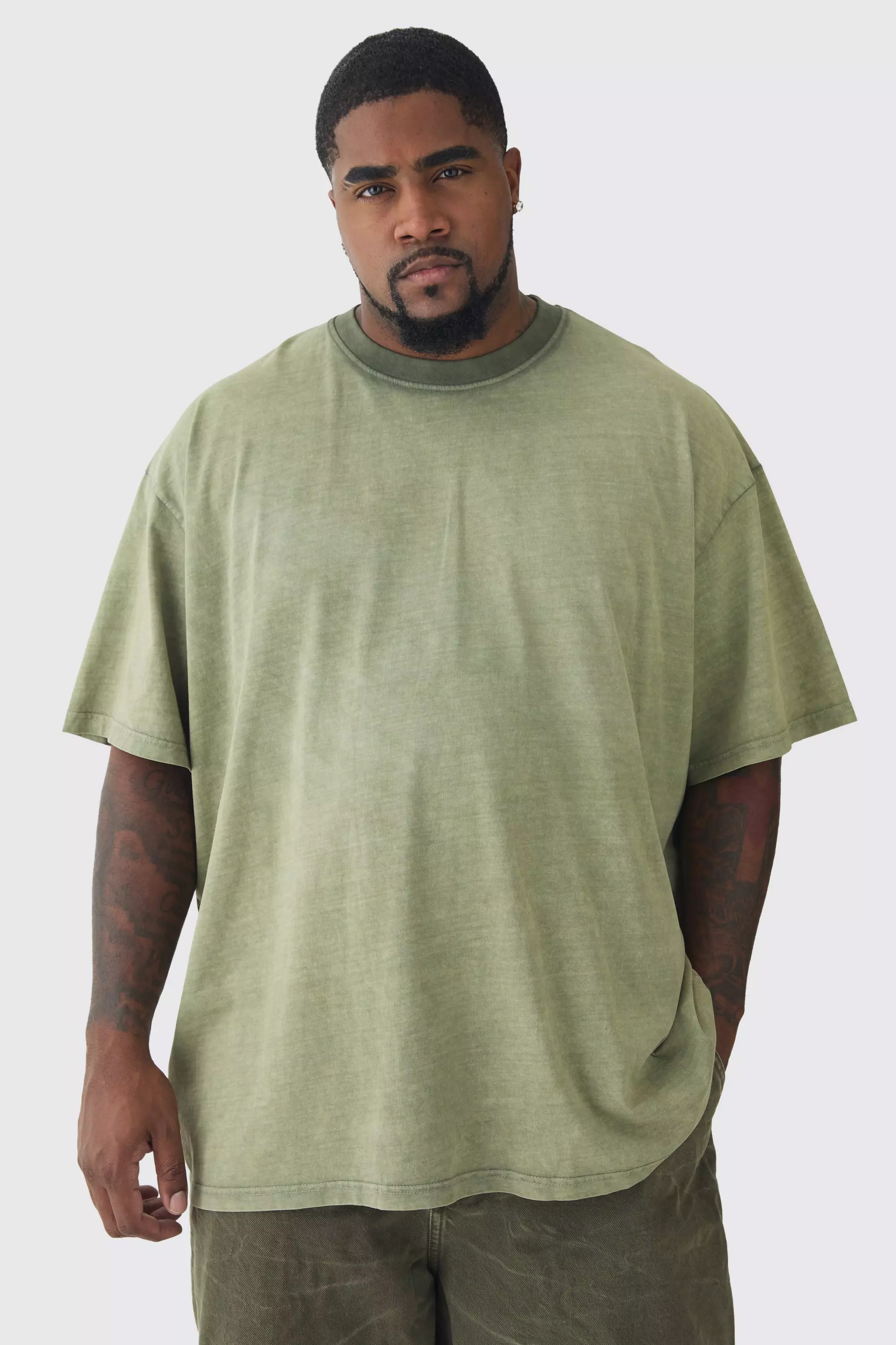 Khaki Plus Oversized Acid Wash T-Shirt