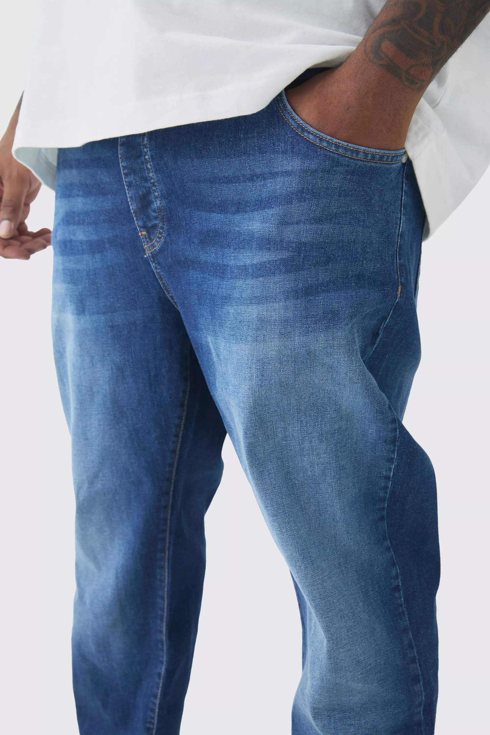 Plus Skinny Stretch Tinted Jeans | boohooMAN USA