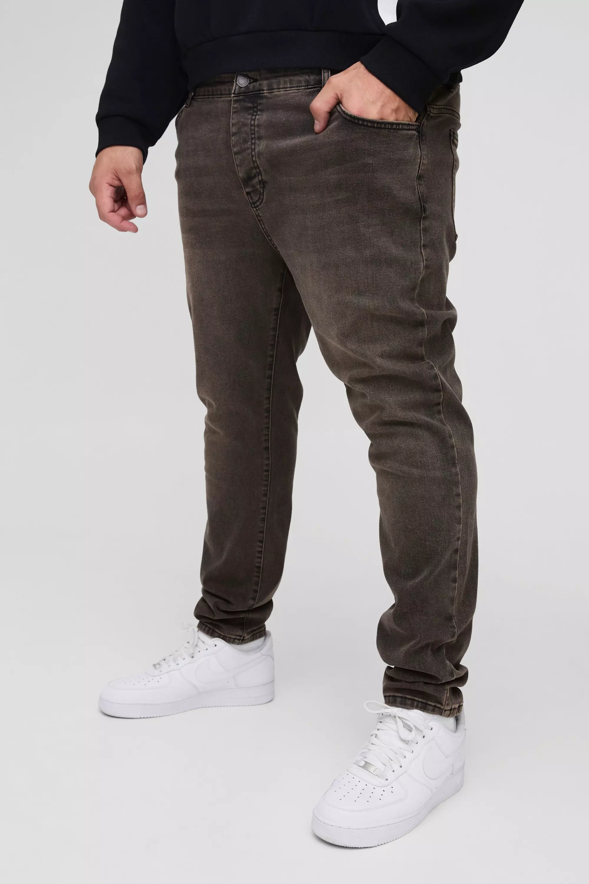 Brown Plus Skinny Stretch Tinted Jeans alternative image