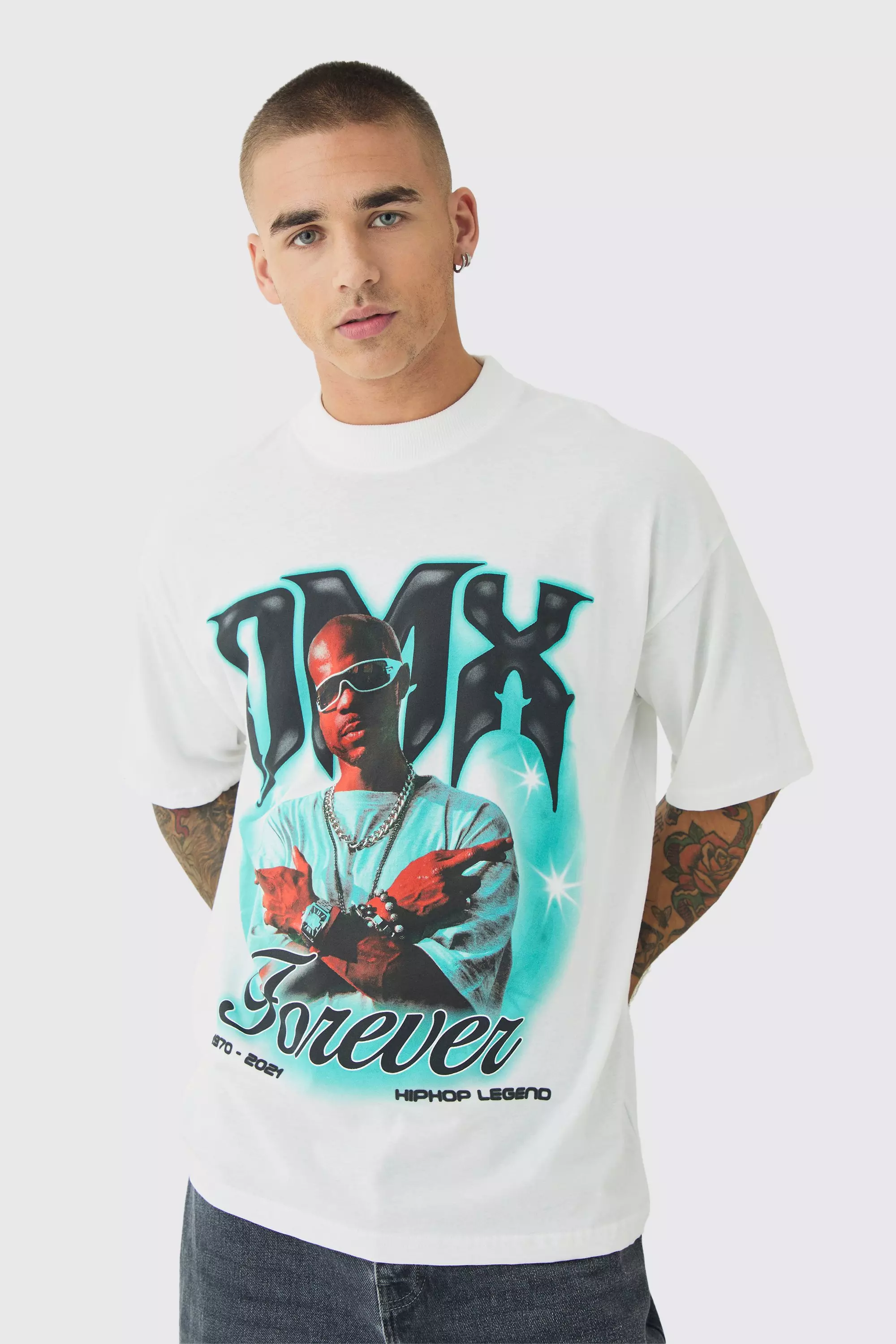 Oversized DMX License Print T-Shirt White