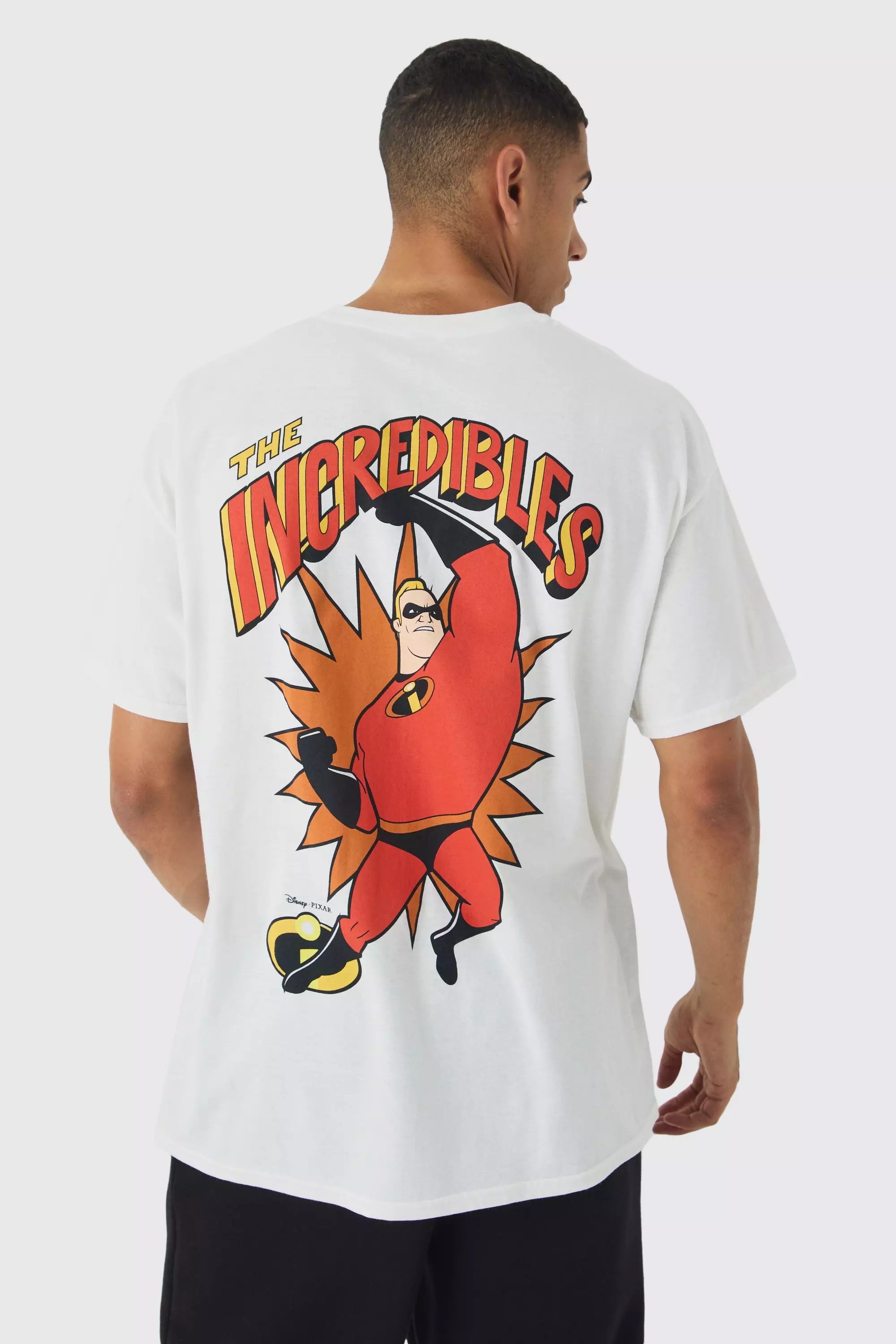 Oversized Disney Pixar The Incredibles License Print T-Shirt White