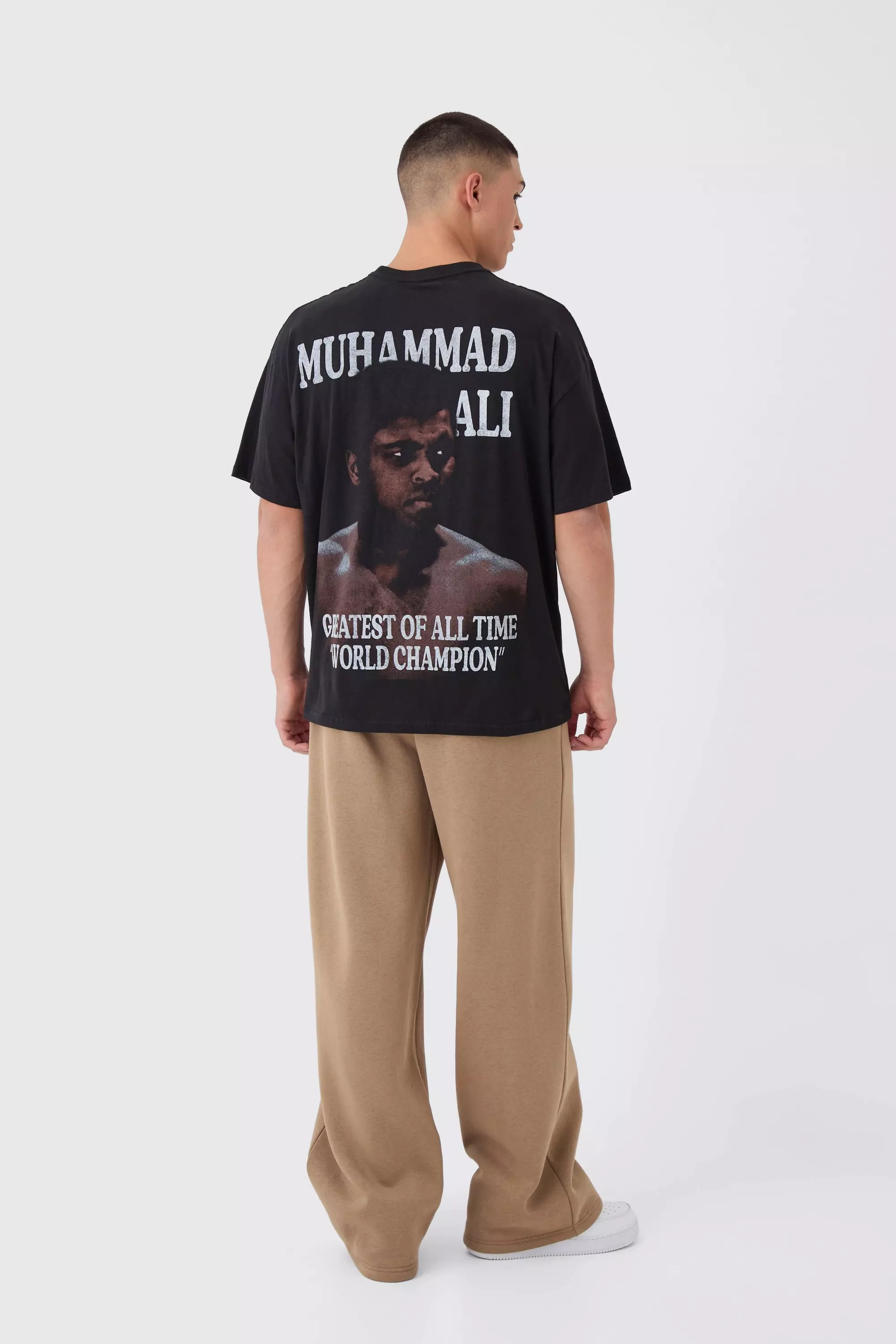 Black Oversized Muhammad Ali Boxing License Print T-Shirt alternative image