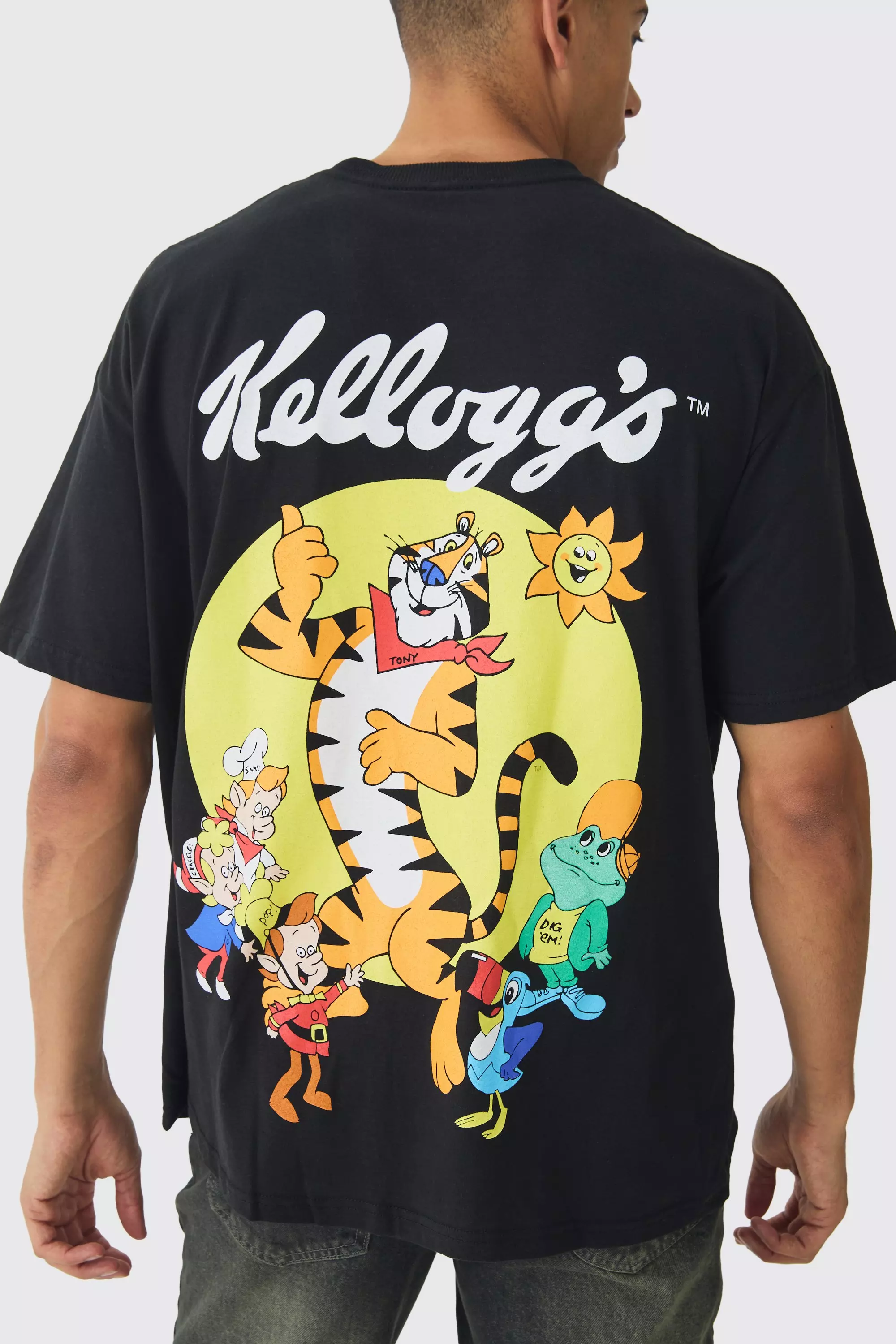 Oversized Kellogg's Cereal License Print T-Shirt Black