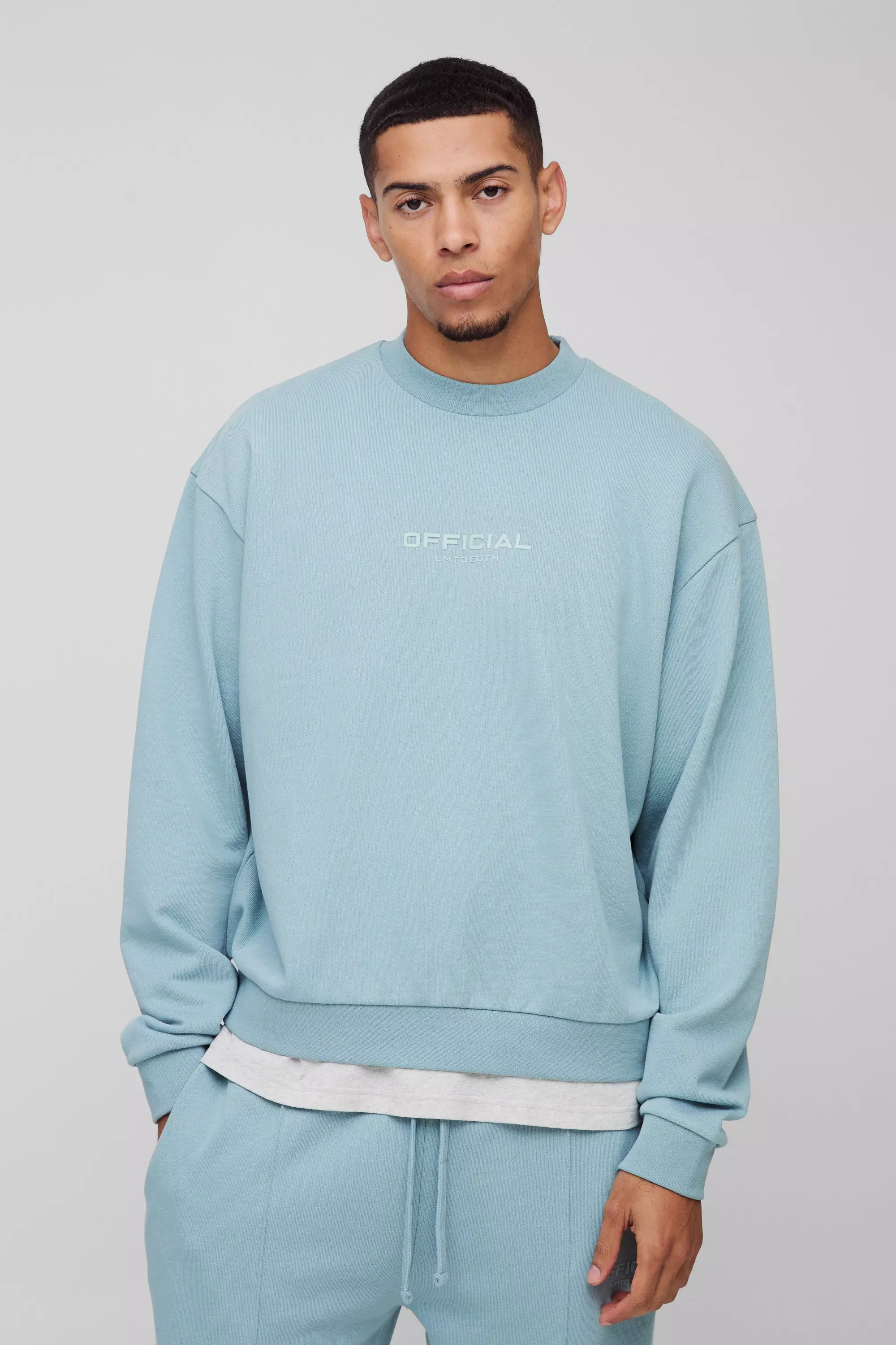 Oversized Boxy Extended Neck Heavyweight Sweatshirt Dusty blue