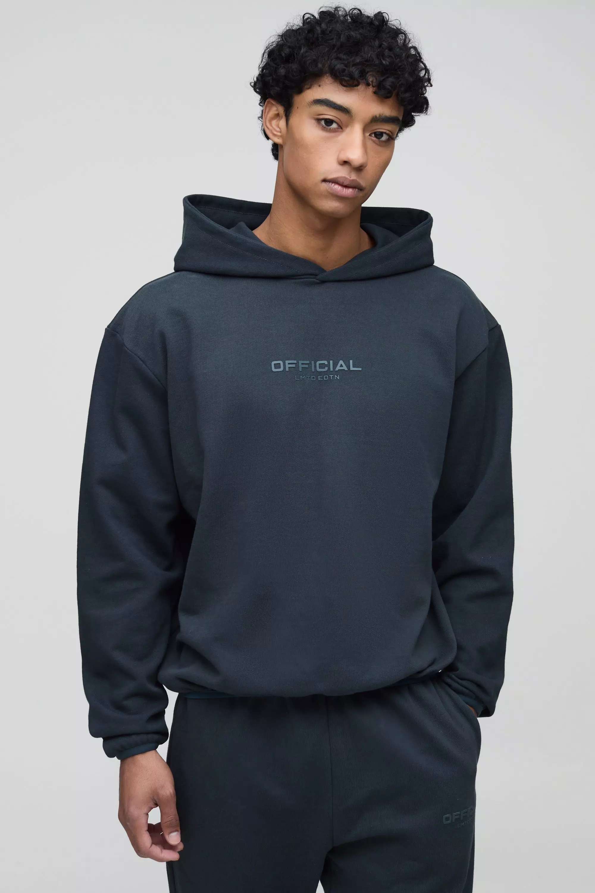 Charcoal Oversized Boxy Heavyweight Bound Hoodie alternative image