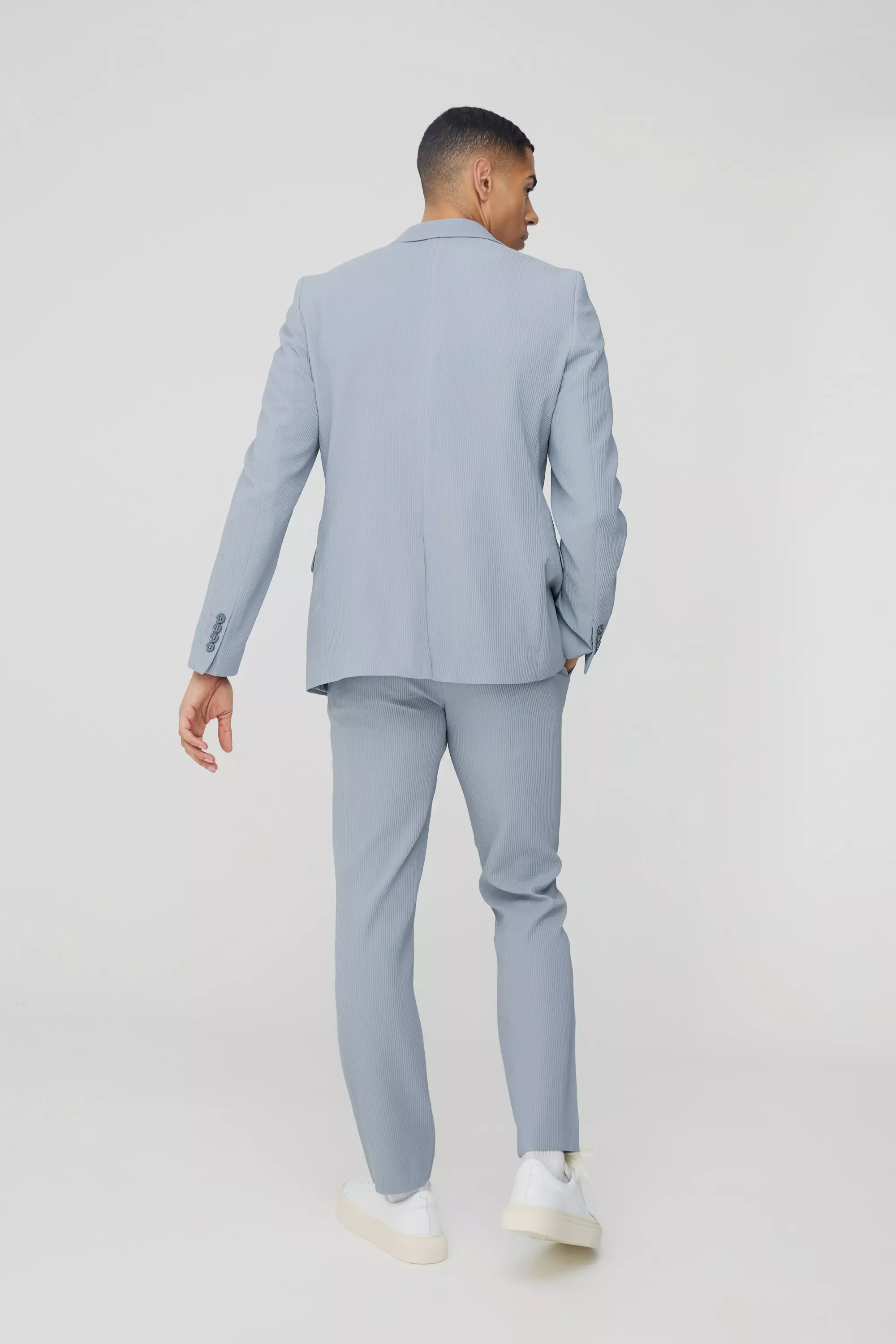 Grey Fixed Waist Slim Fit Pleated Trouser alternative image