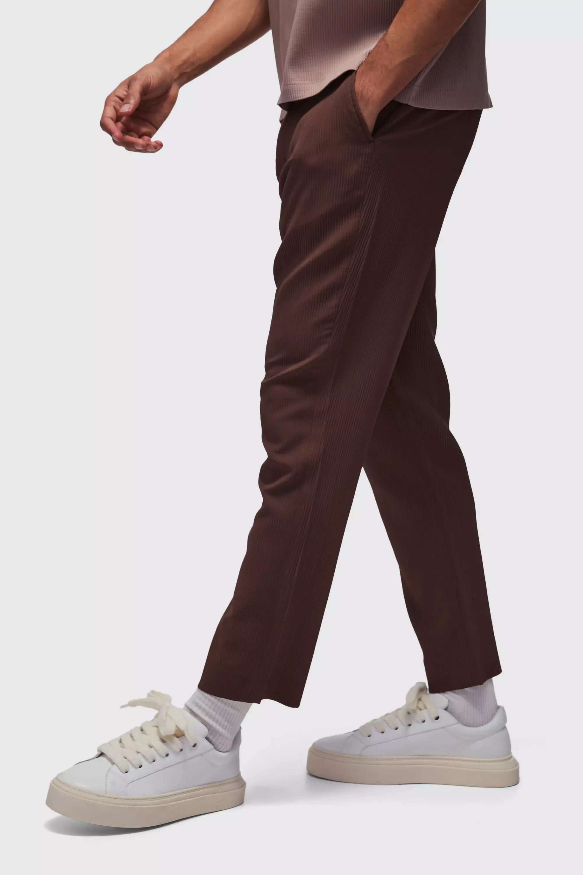 Brown Geplooide Skinny Fit Blazer alternatieve afbeelding