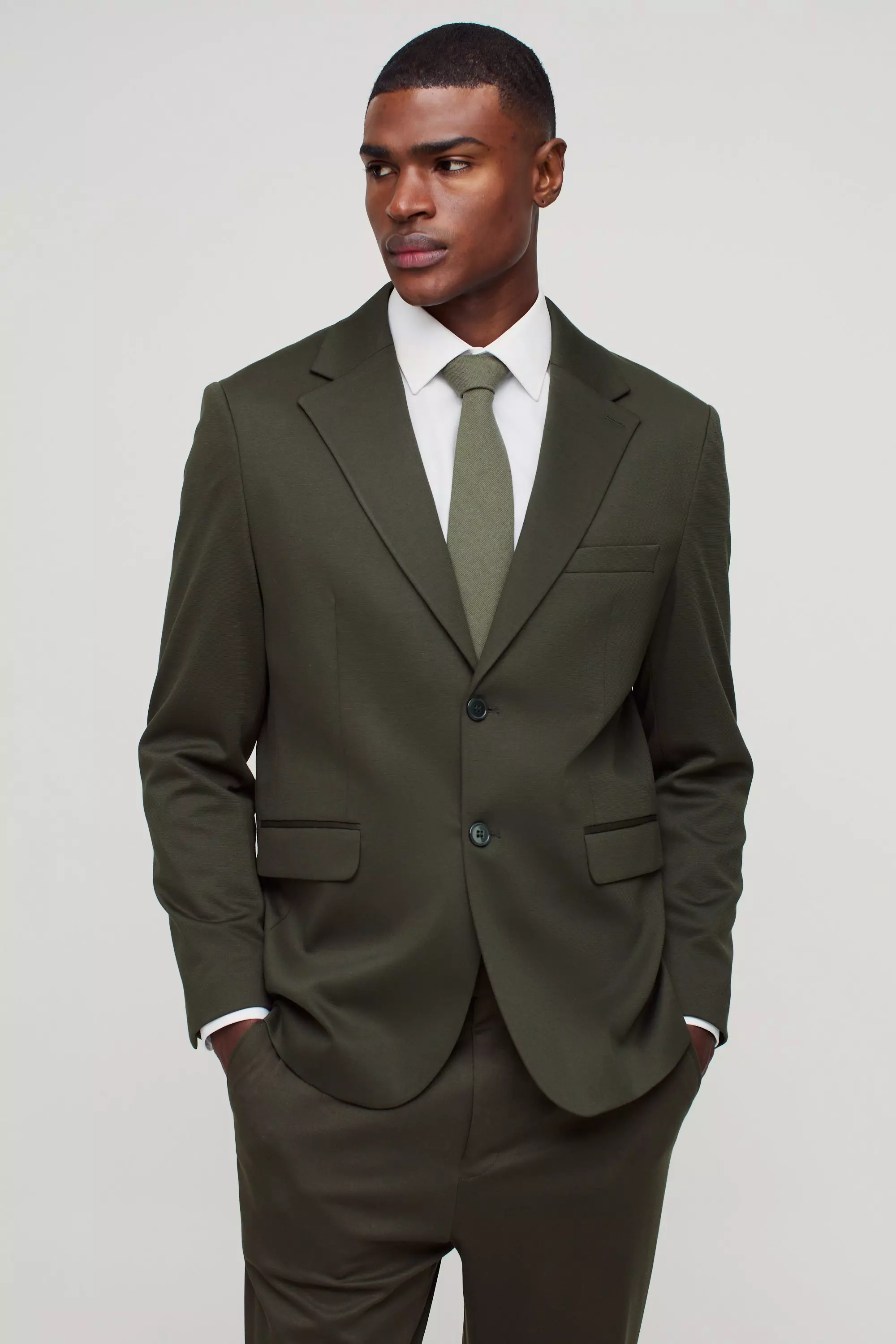 Blazer Dritto In Jersey, Olive immagine alternativa