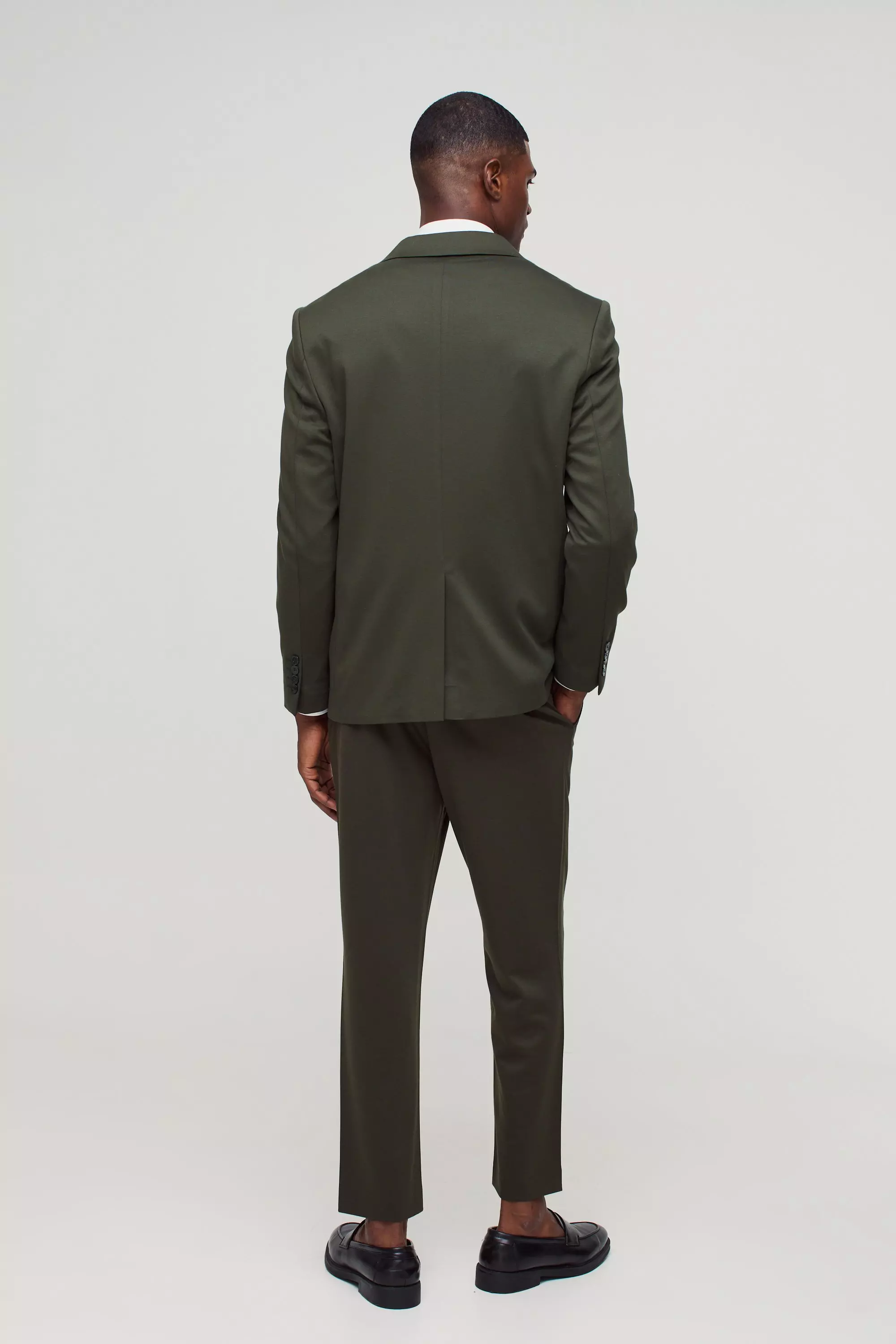 Olive Straight Fit Jersey Blazer alternative image