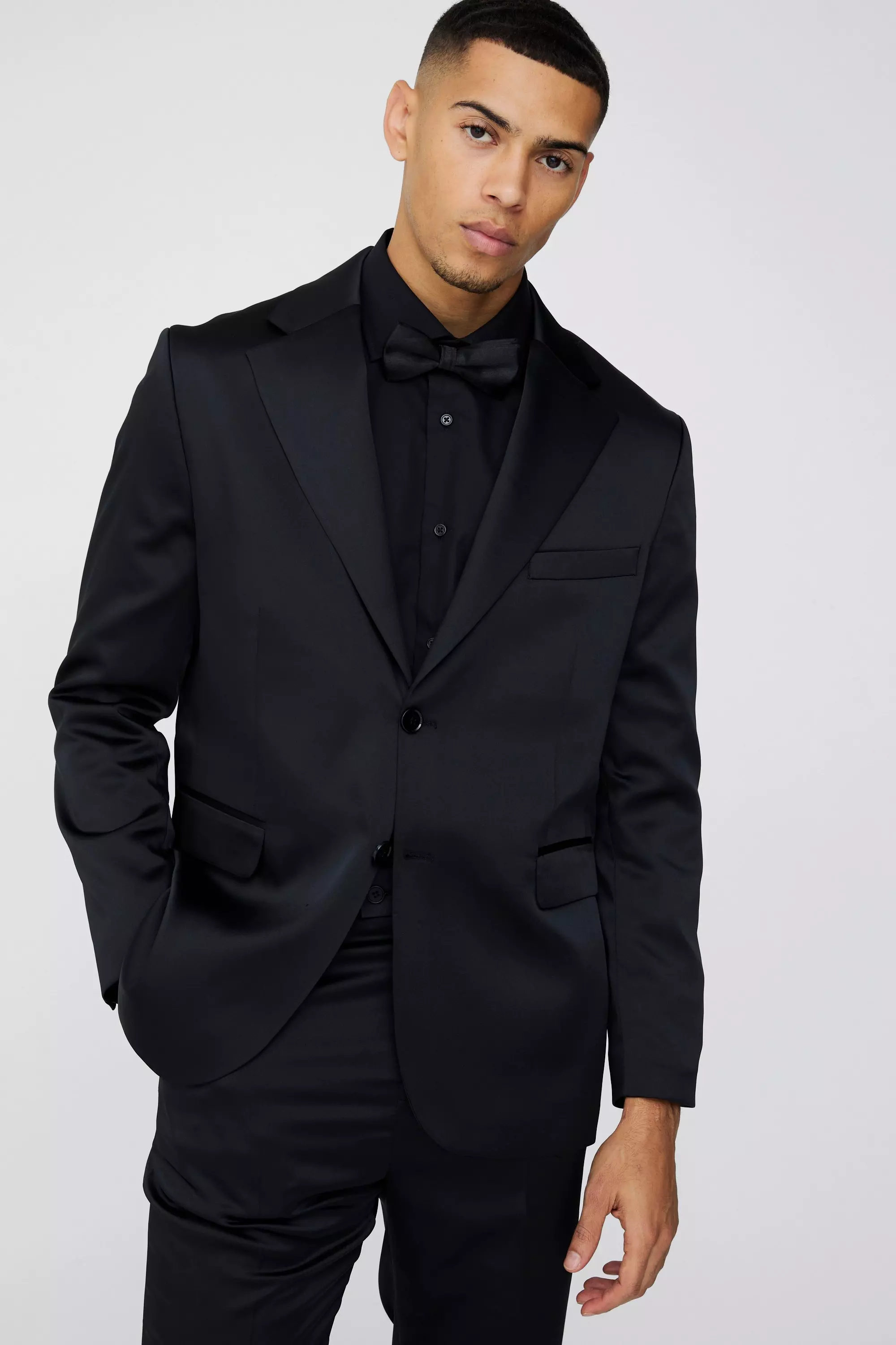 Blazer Dritto In Raso , Black immagine alternativa