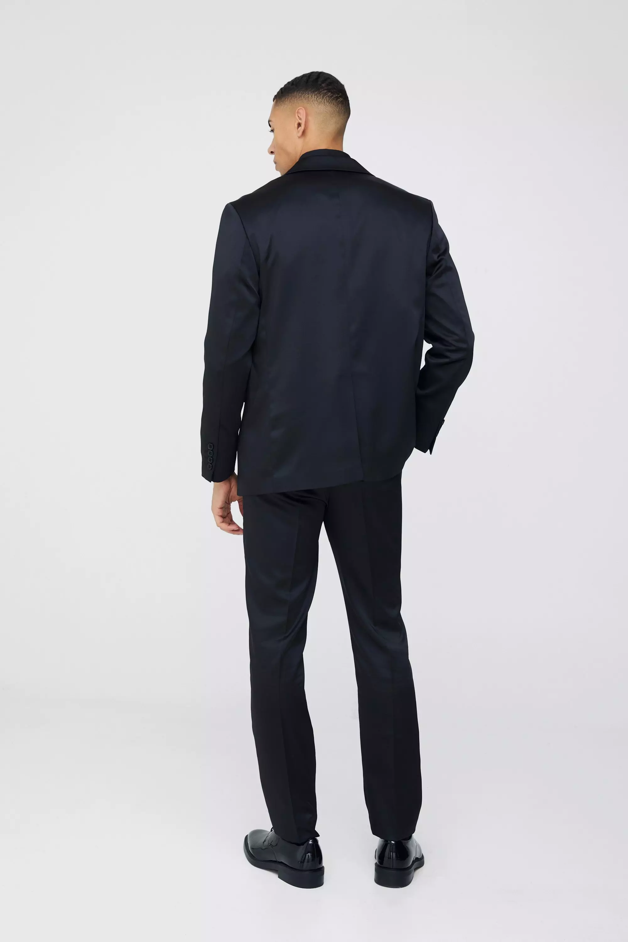 Blazer Dritto In Raso , Black immagine alternativa