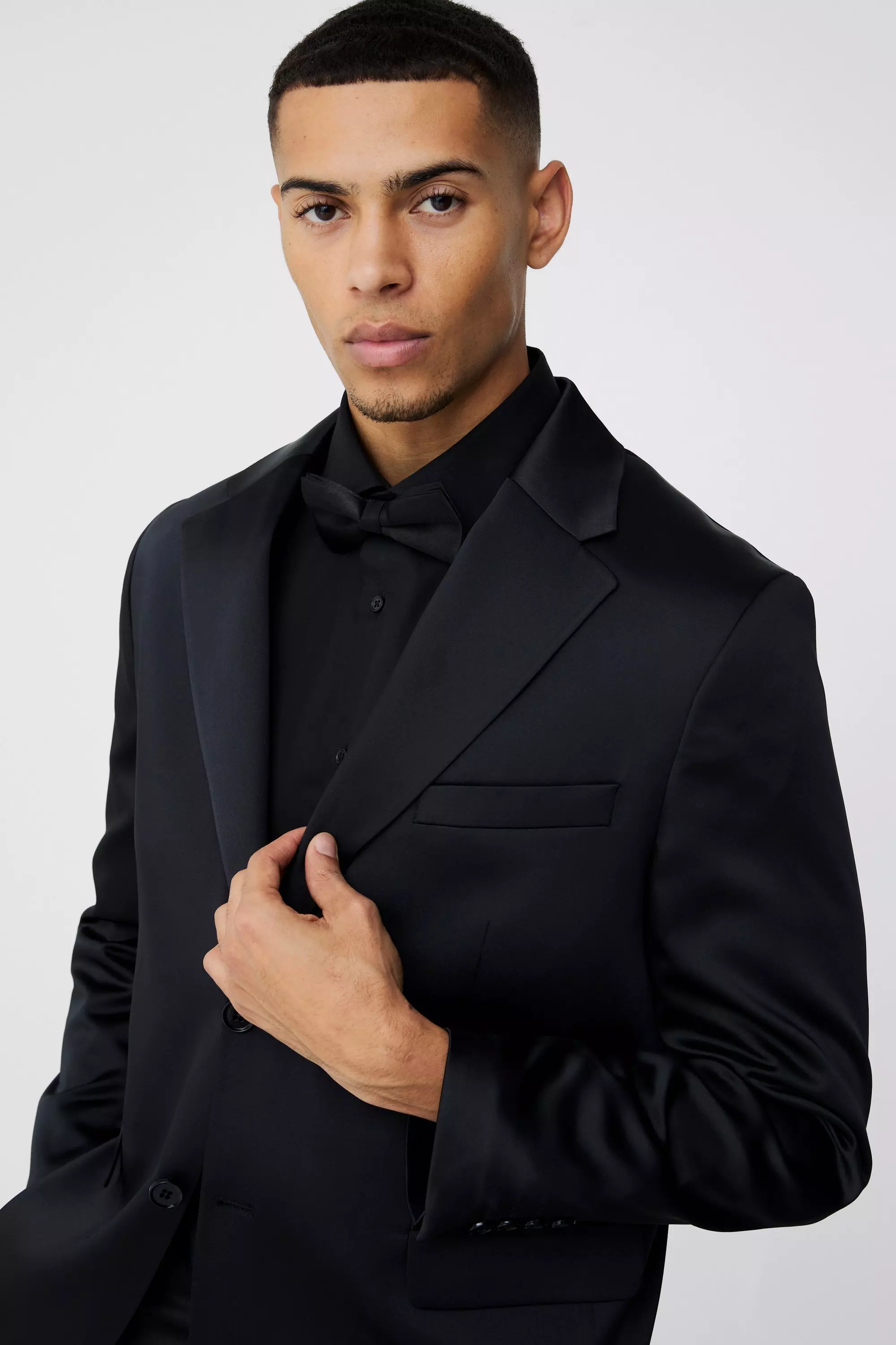 Blazer Dritto In Raso , Black immagine alternativa