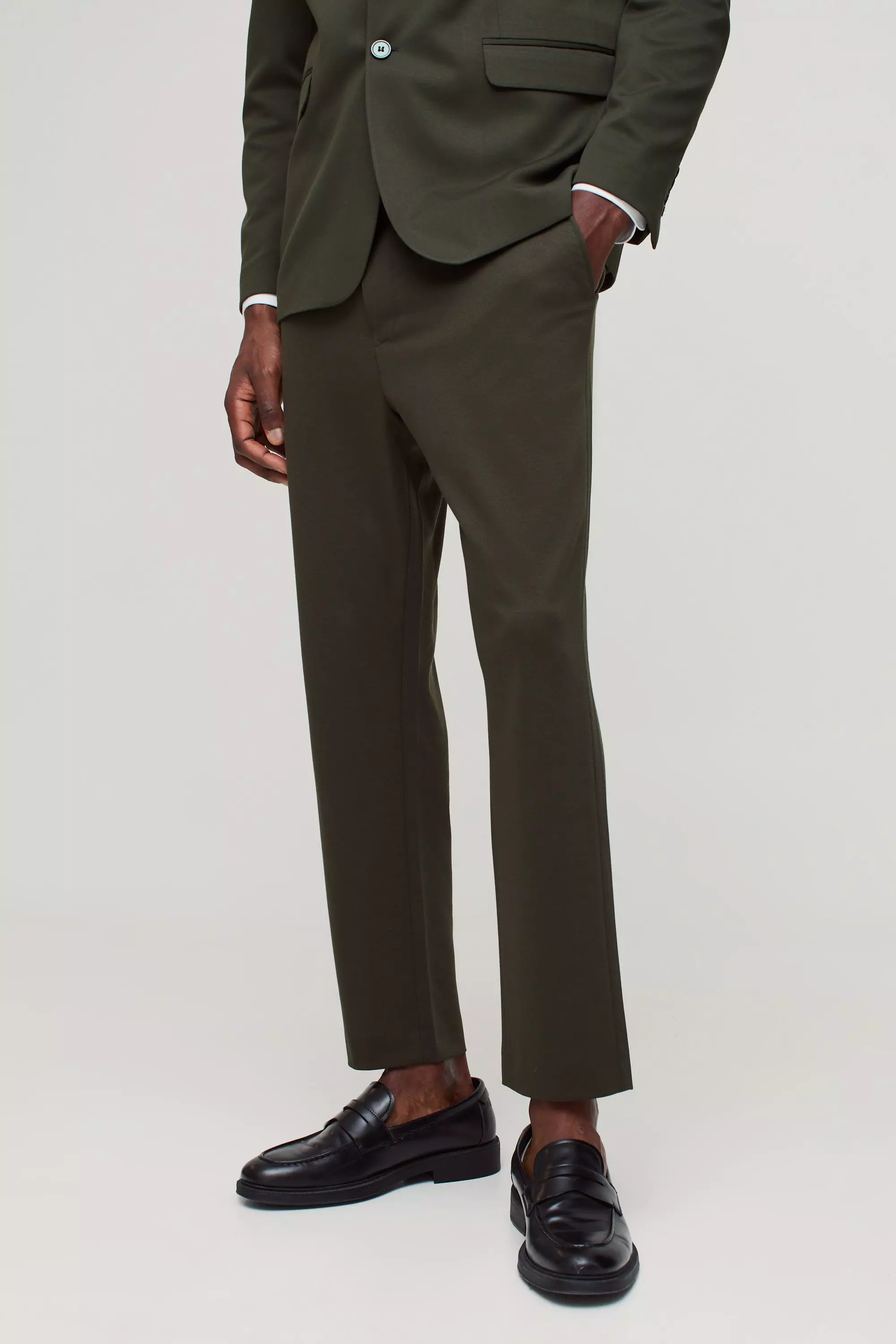 Olive Straight Fit Jersey Blazer alternative image