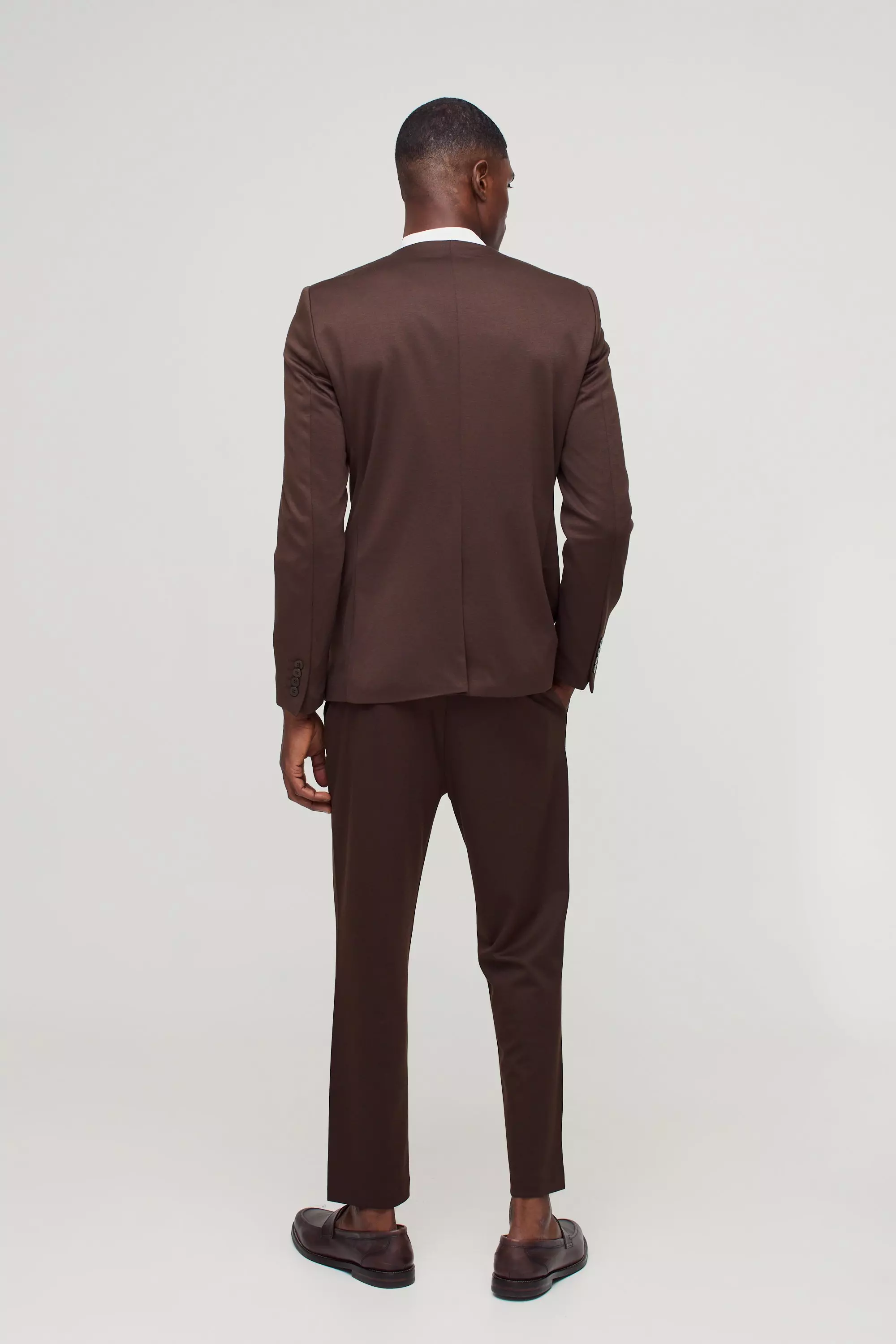 Fixed Waist Jersey Tapered Tailored Pants | boohooMAN USA