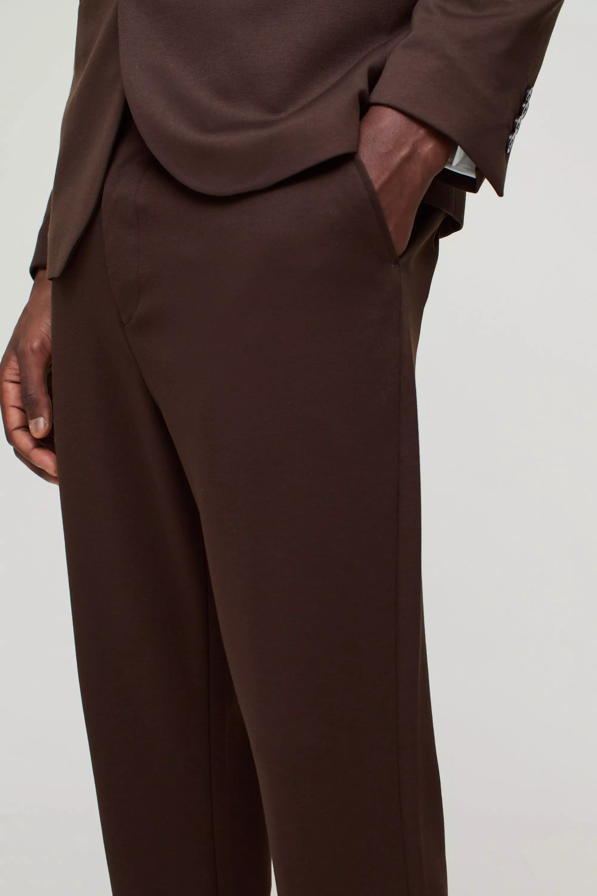 Fixed Waist Jersey Tapered Tailored Pants | boohooMAN USA