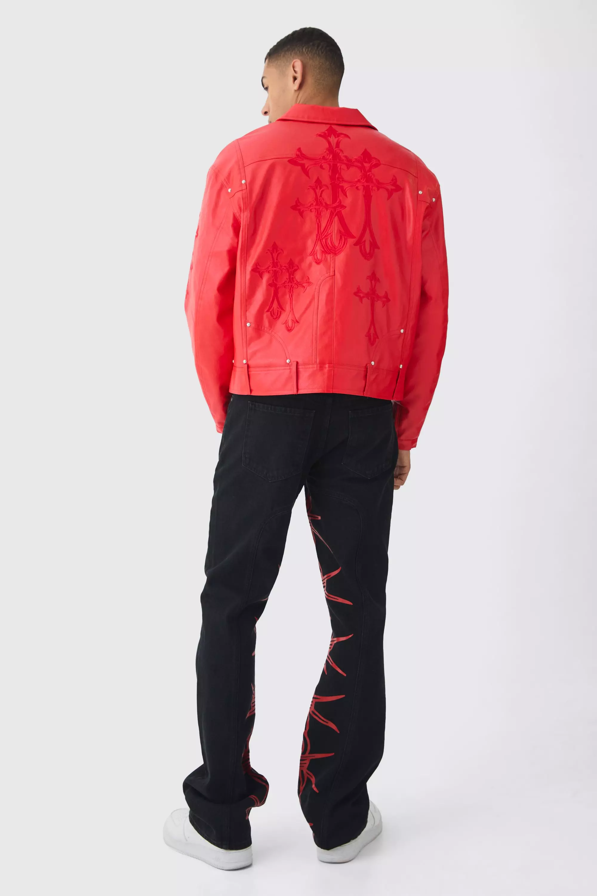 Slim-Fit Schlagjeans mit Print, Black alternatives Bild