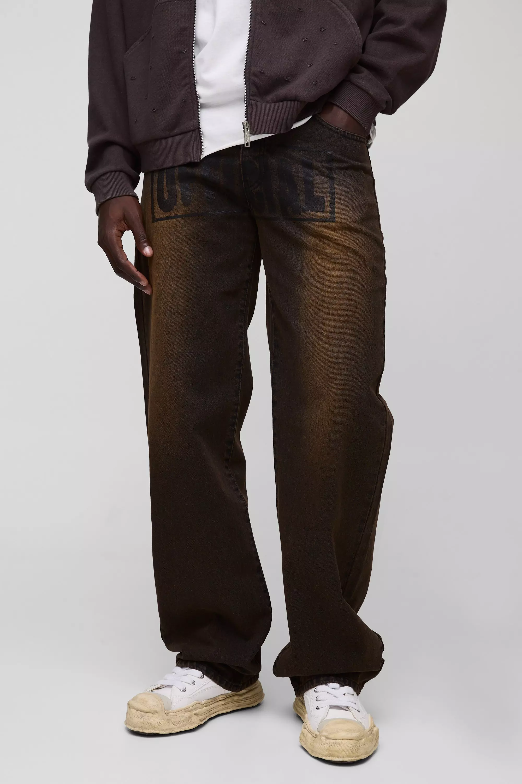 Black Relaxed Rigid Stacked Ombre Official Printed Jeans alternative image