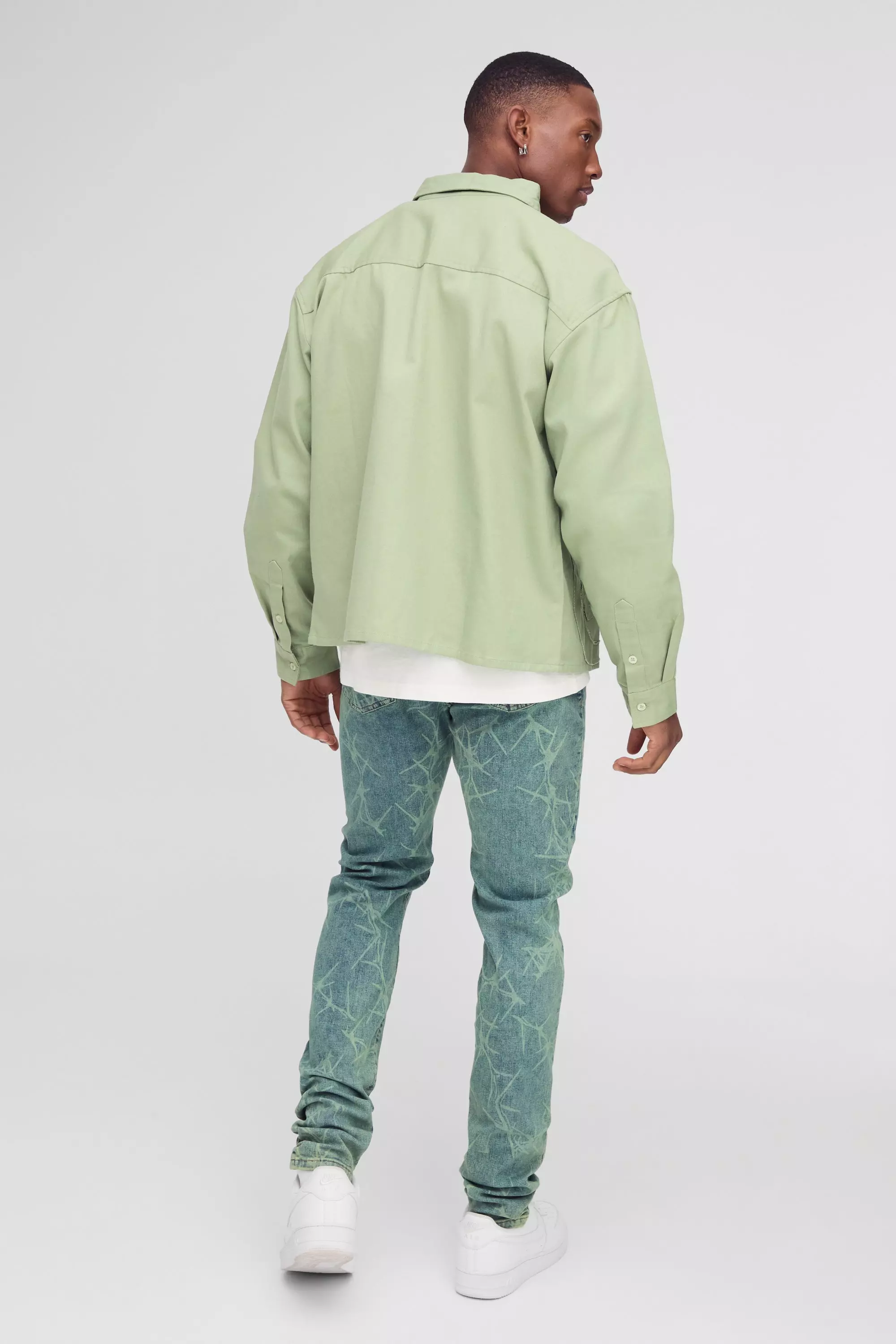 Jean skinny à imprimé barbelé, Antique blue autre image