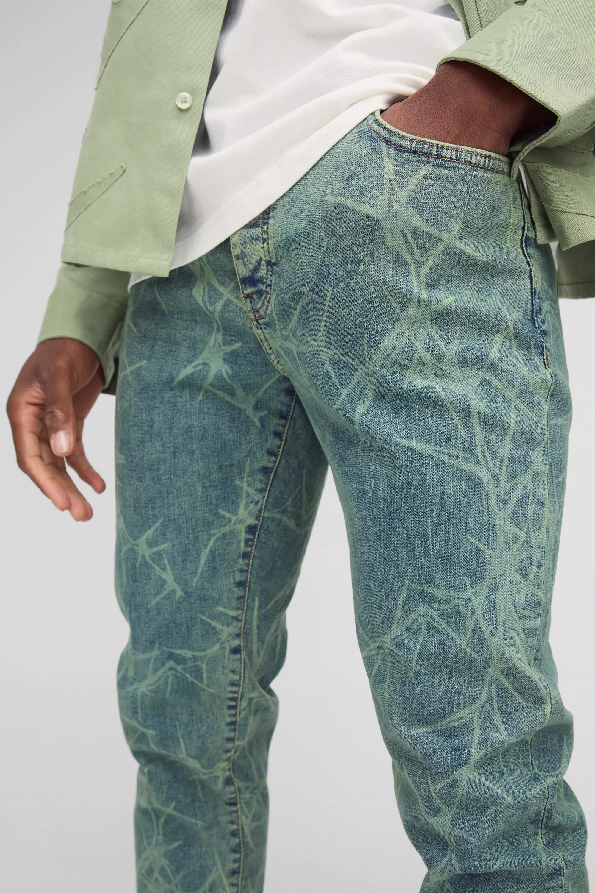 Jean skinny à imprimé barbelé, Antique blue autre image