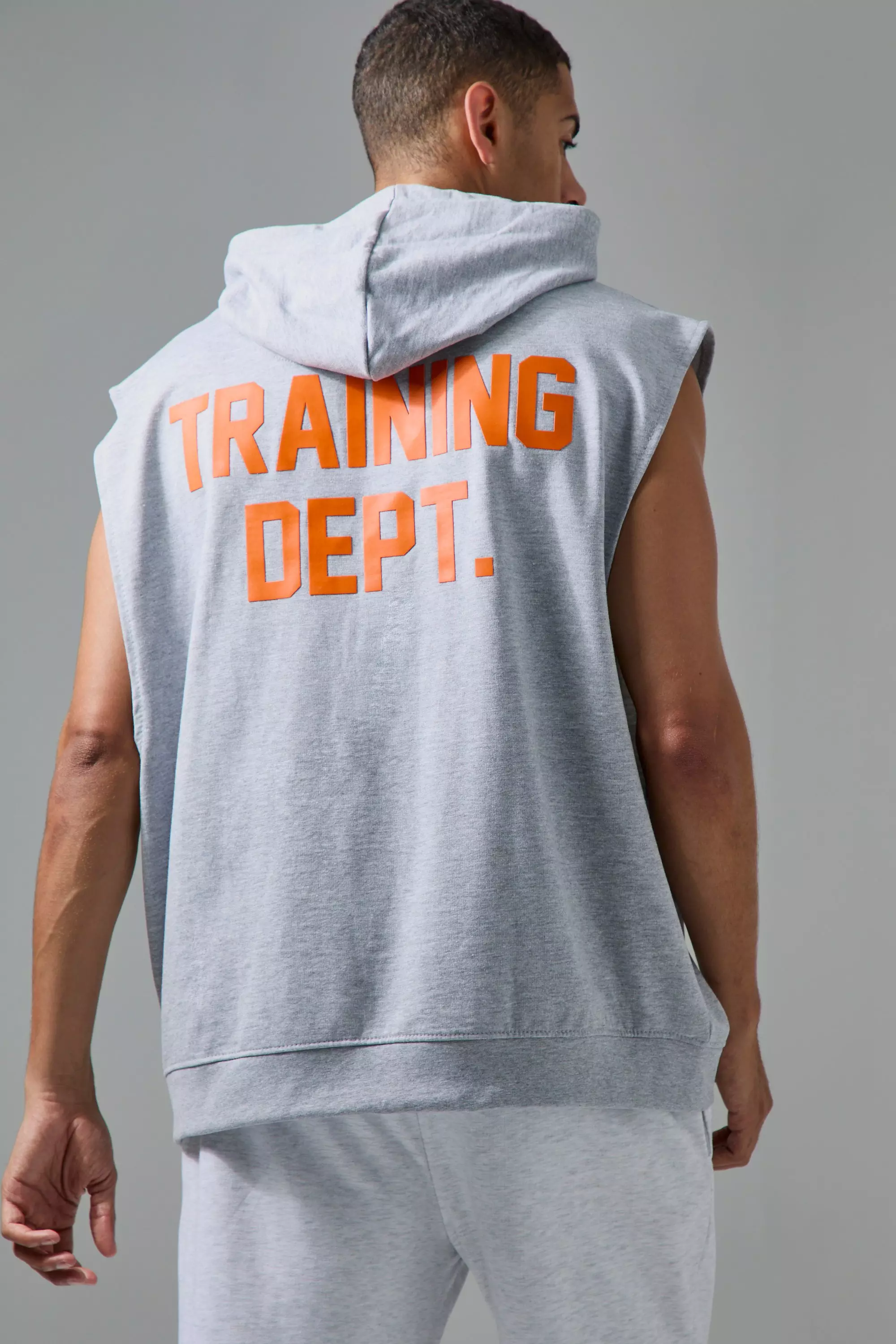 Grey Training Dept Sleeveless Loopback Oversized Hoodie