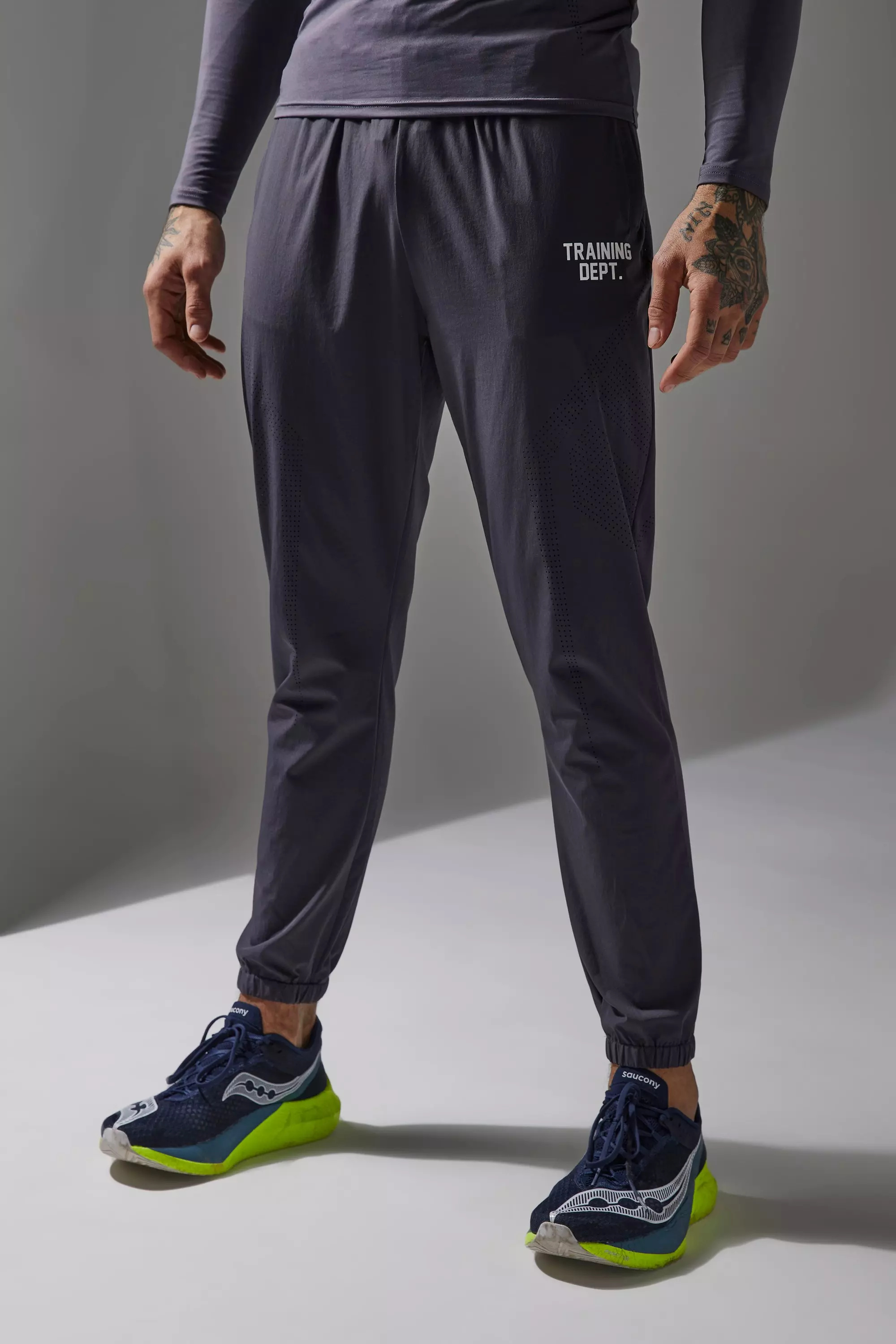 Training Dept Stretch Woven Perforated Tapered Jogger Charcoal