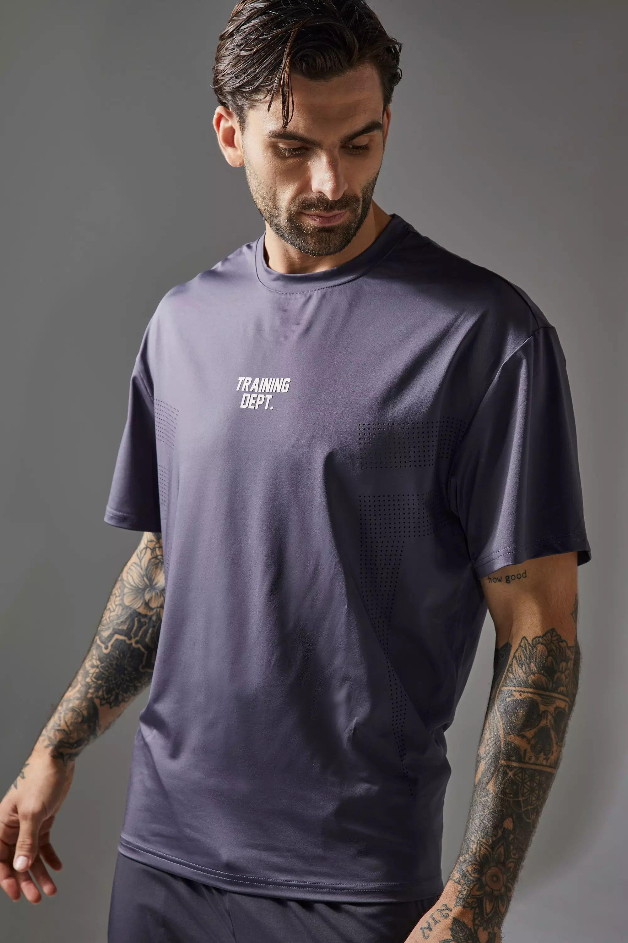 Training Dept Perforated Oversized T-shirt Charcoal