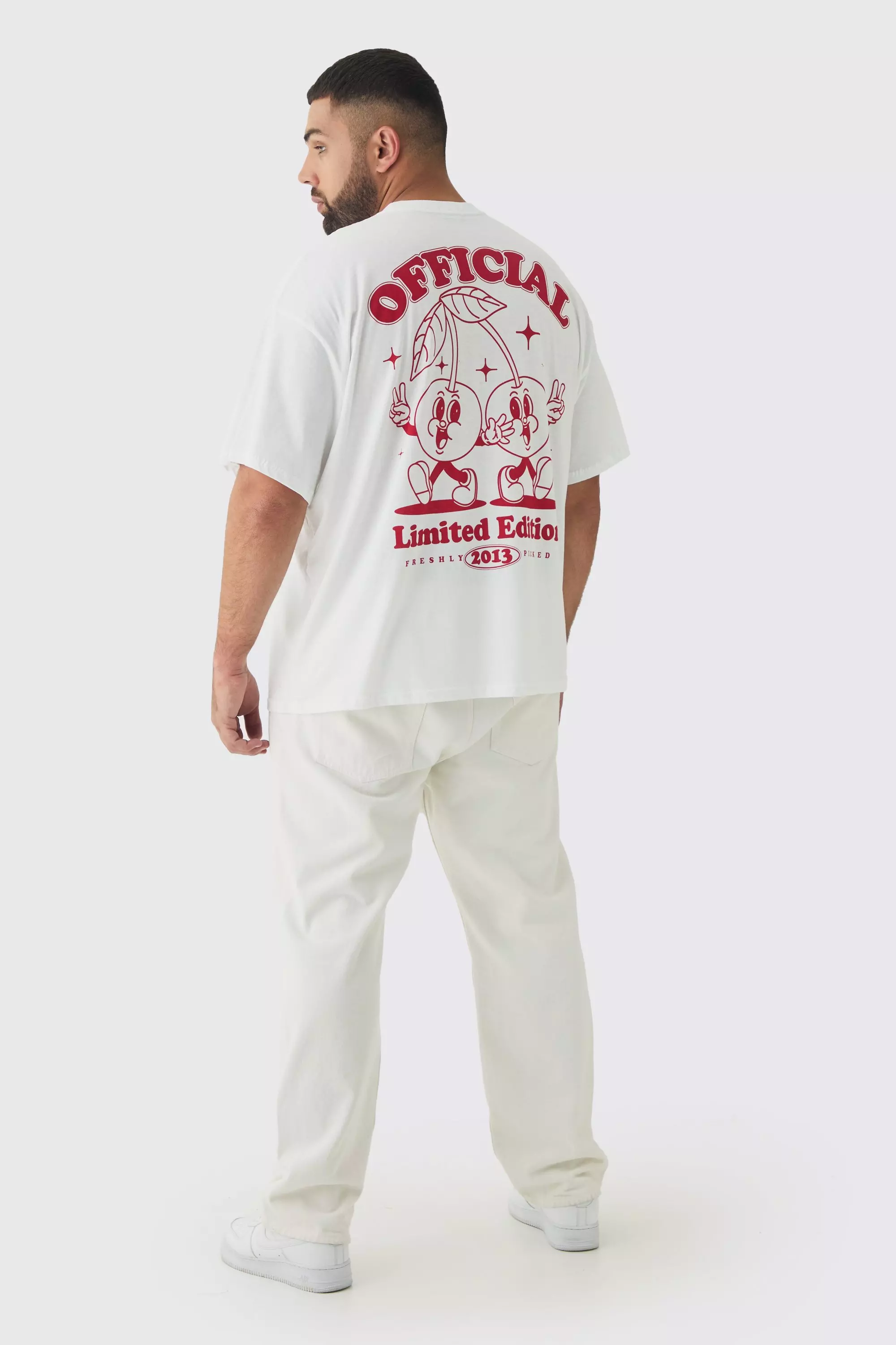 White Plus Oversized Cherry Graphic T-Shirt alternative image