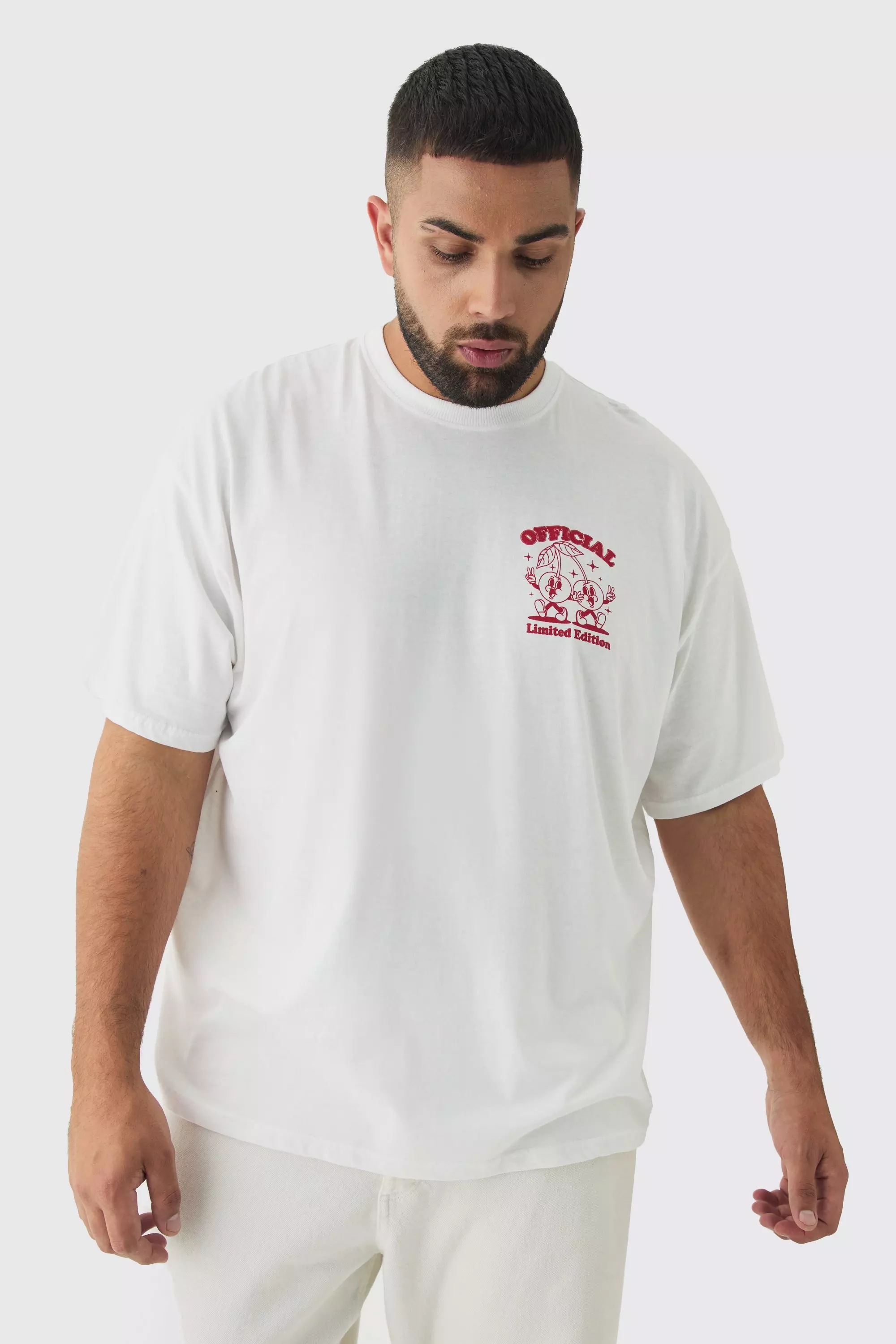 White Plus Oversized Cherry Graphic T-Shirt alternative image
