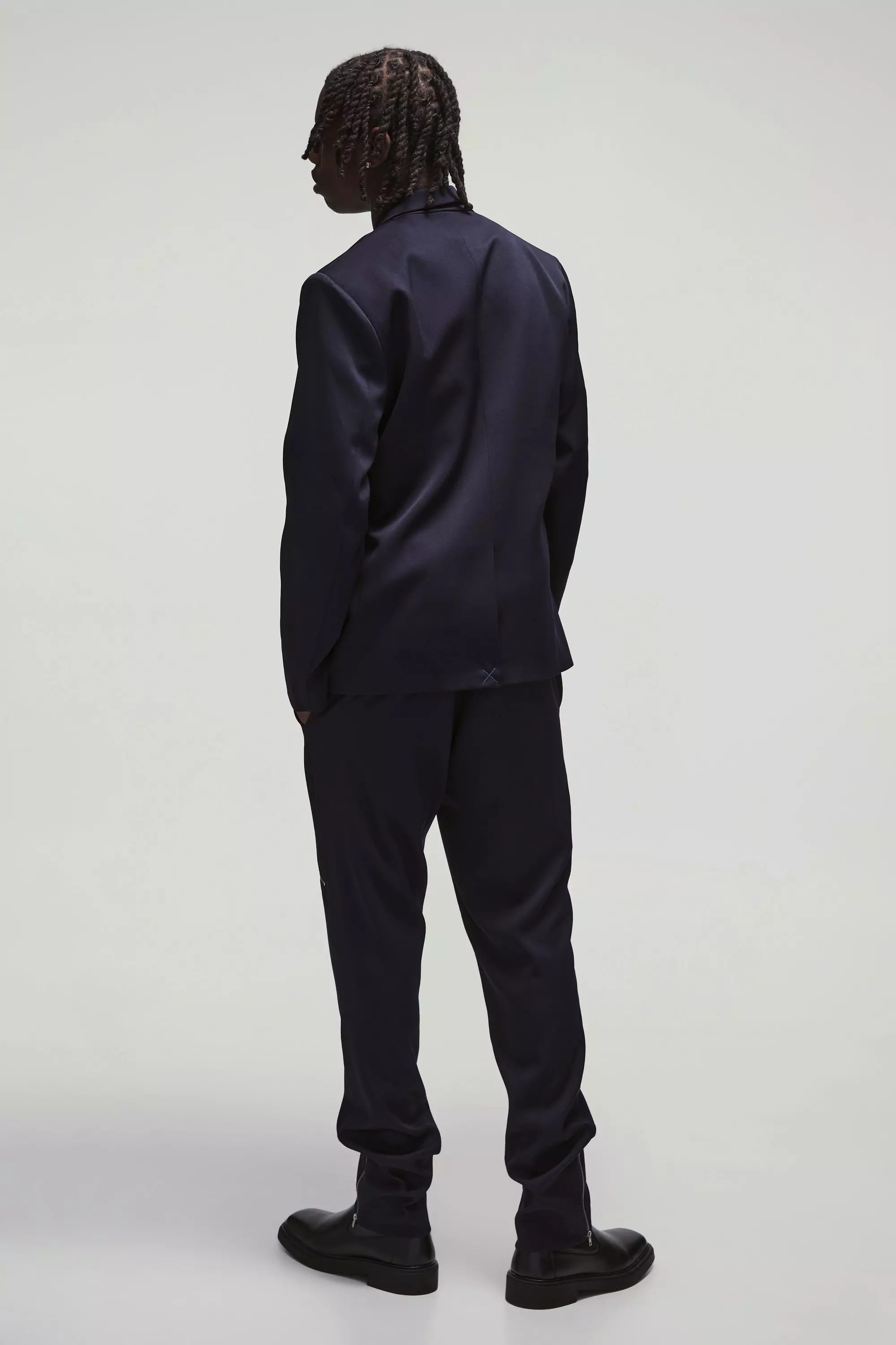 Navy Slim Fit Zip Gusset Tailored Trousers alternative image