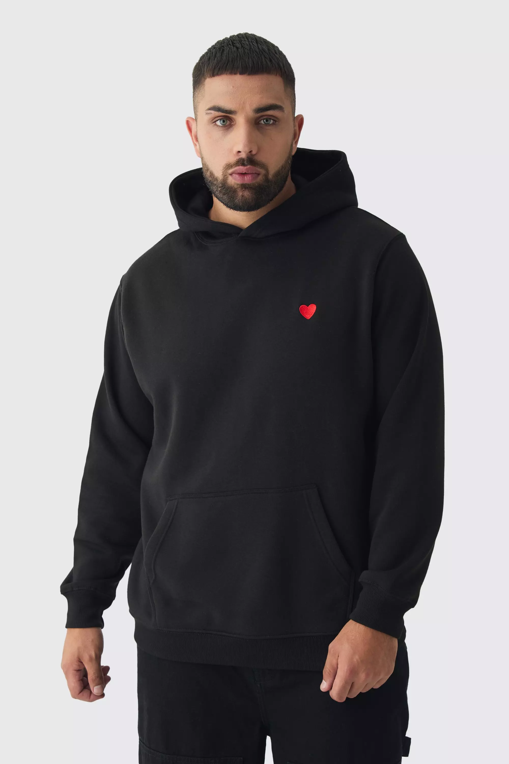 Black Plus Heart Embroidered Hoodie