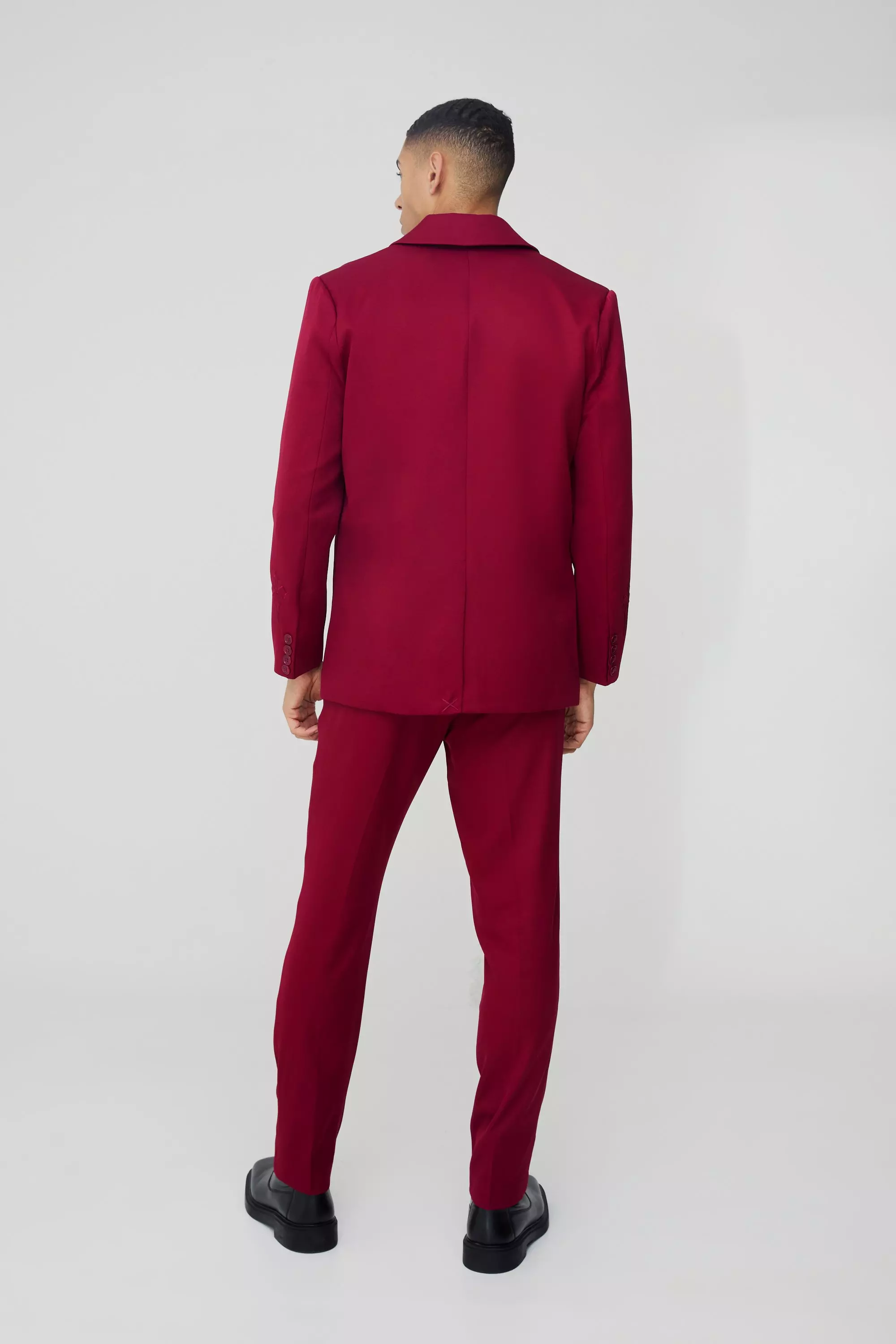 Pantaloni Sartoriali Dritti Con Applique A Croce, Burgundy immagine alternativa