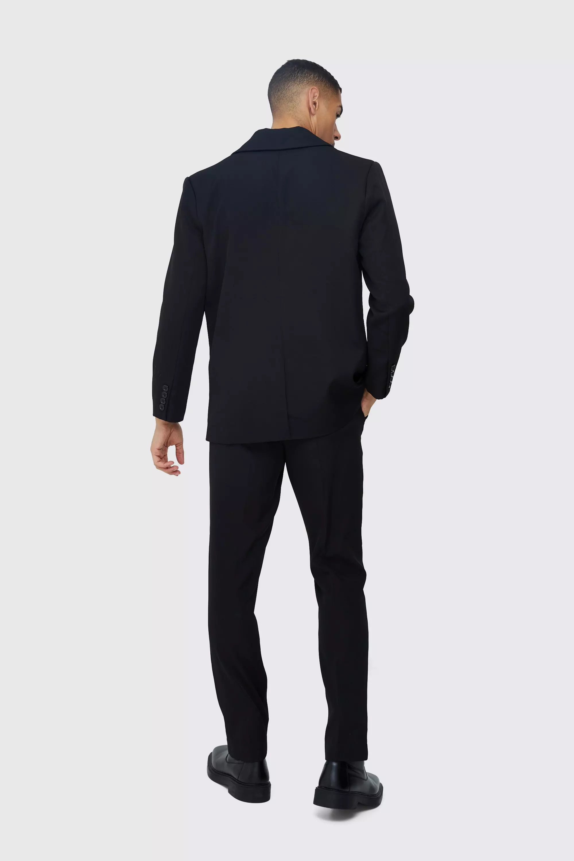 Black Gekruiste Blazer Met Rechte Pijpen alternatieve afbeelding