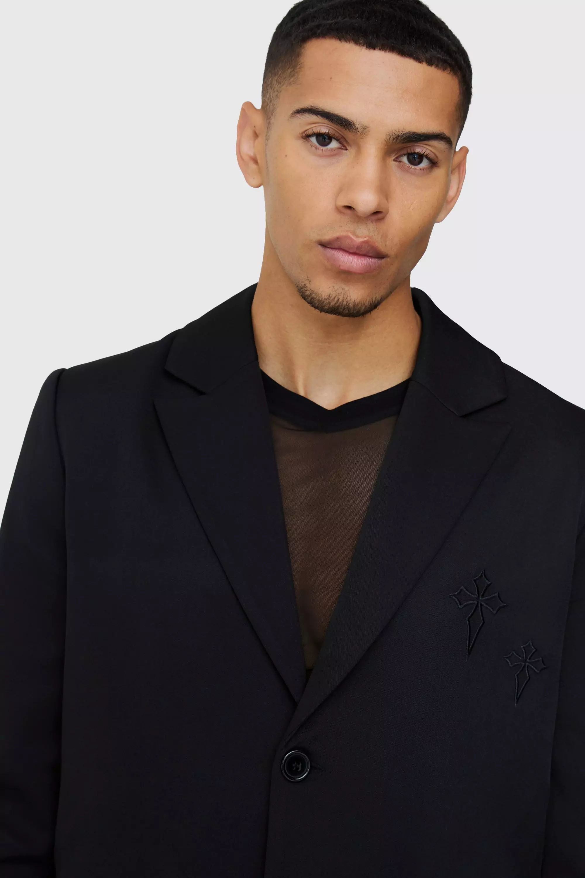 Black Gekruiste Blazer Met Rechte Pijpen alternatieve afbeelding