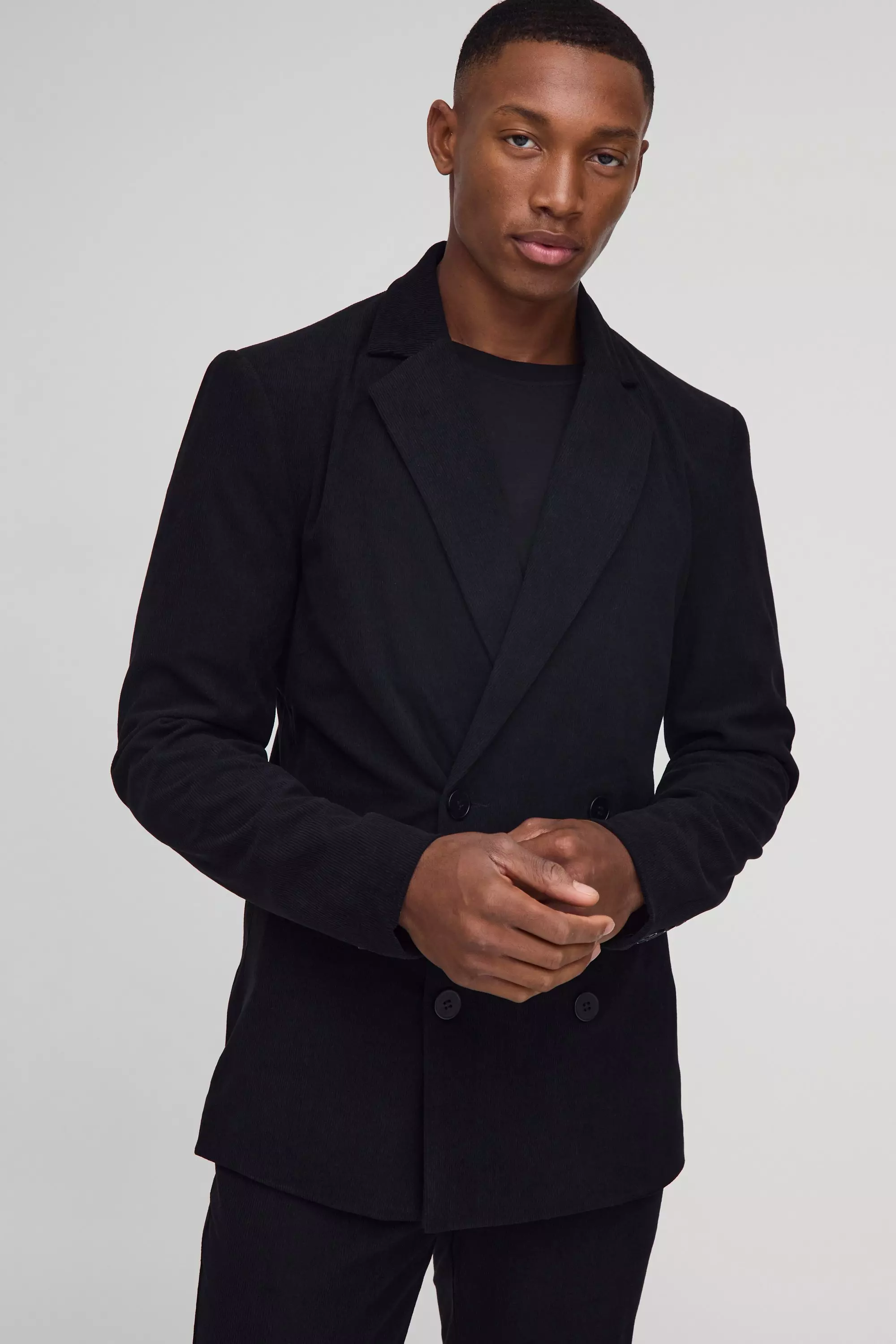 Zweireihiger Skinny Cord-Blazer, Black alternatives Bild