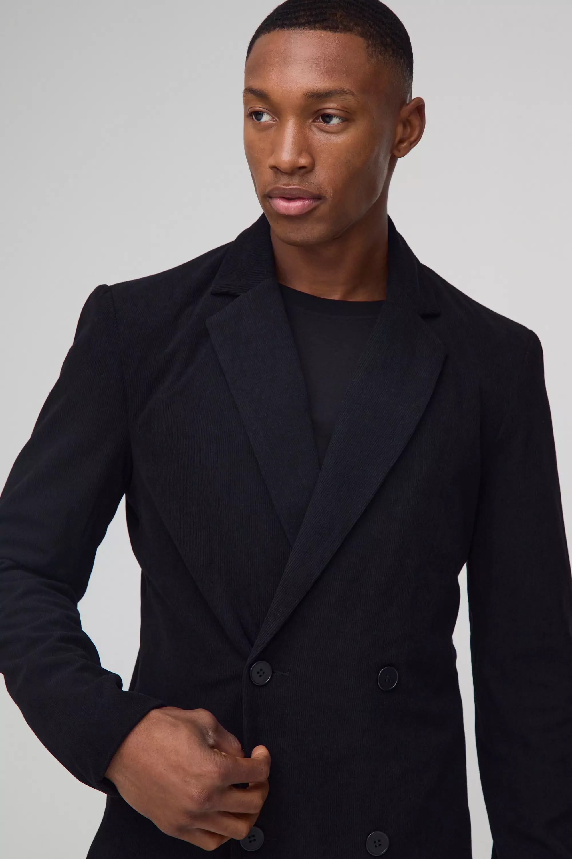 Zweireihiger Skinny Cord-Blazer, Black alternatives Bild