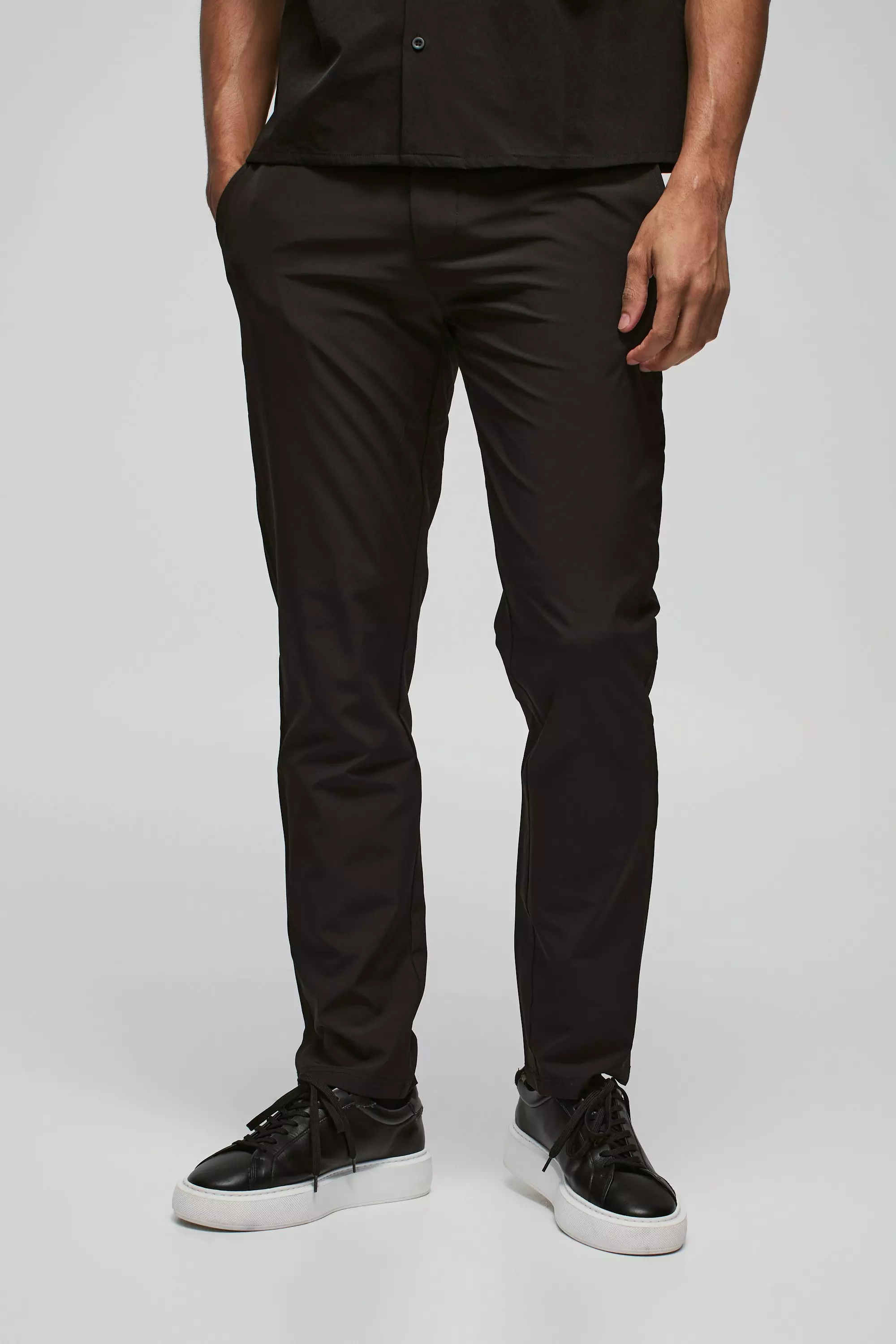 Pantalon slim technique à taille fixe, Black autre image