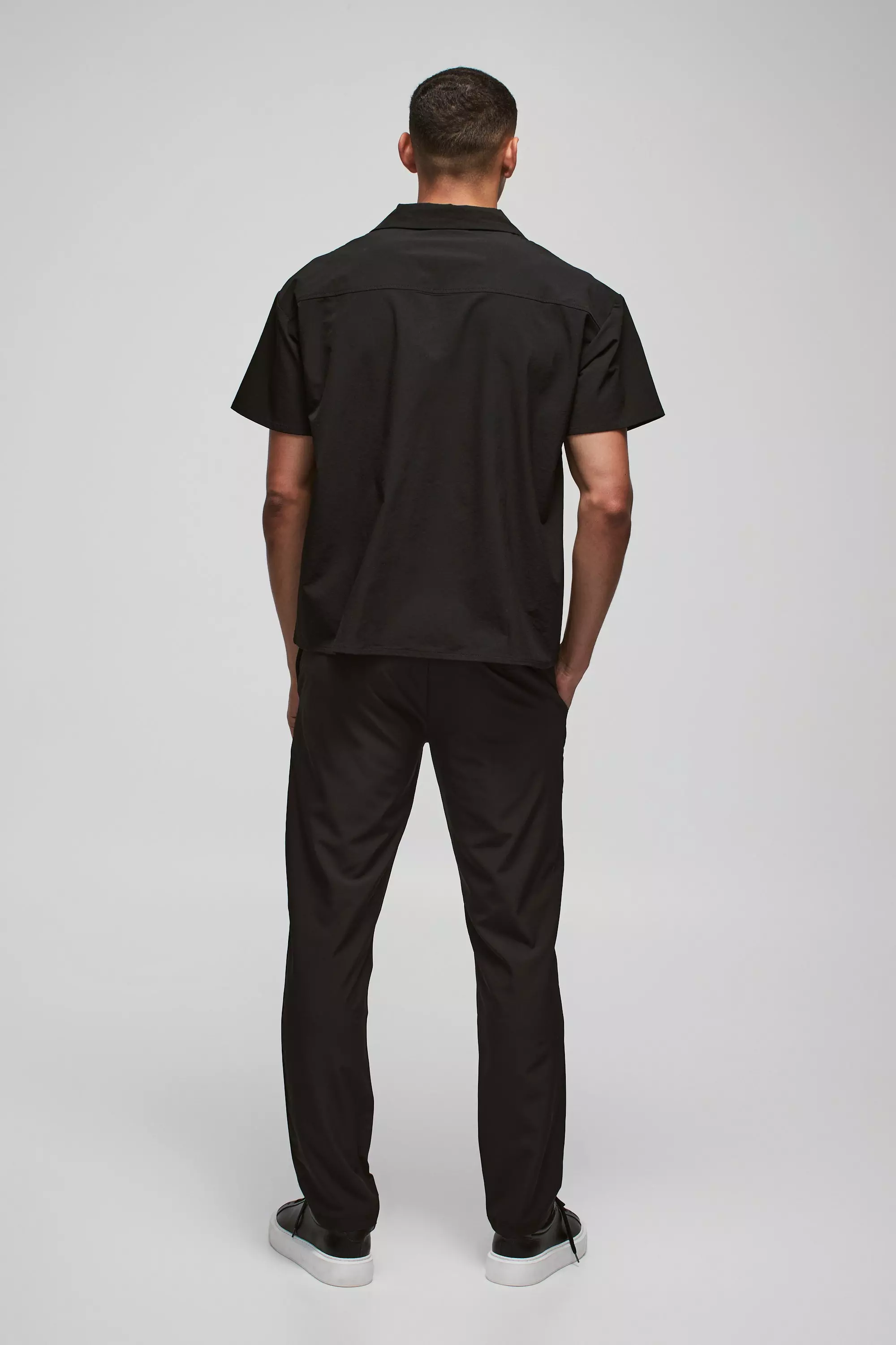 Pantalon slim technique à taille fixe, Black autre image